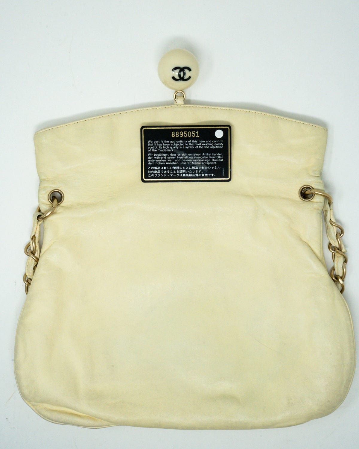 Chanel Chanel  Fold Over Cream Bag with large Bangle Hardware - AWL3247