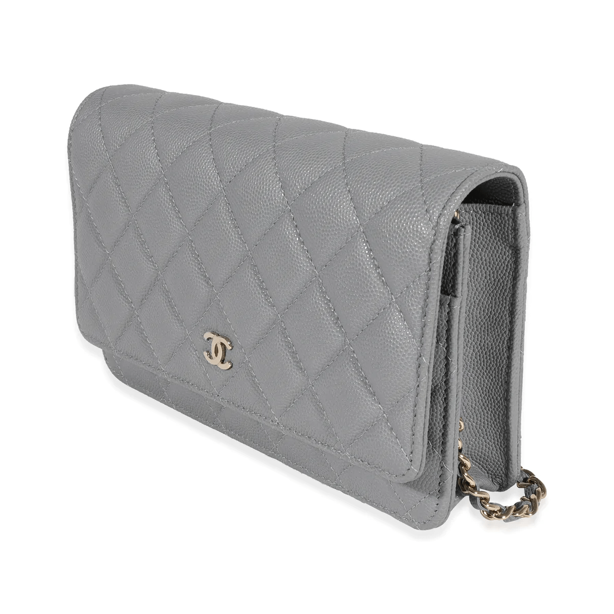 Chanel Chanel Gray Quilted Caviar Wallet On Chain 122117