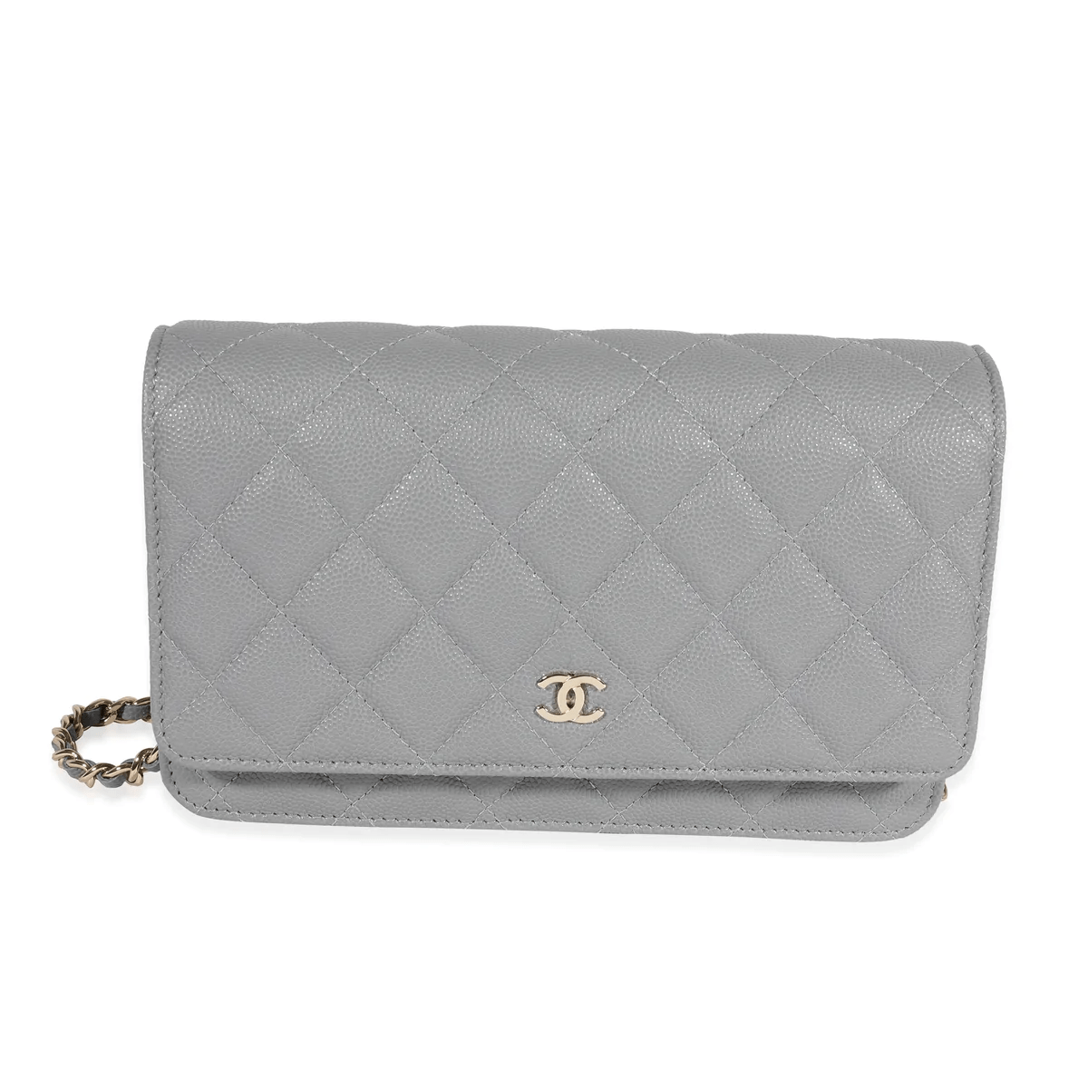 Chanel Chanel Gray Quilted Caviar Wallet On Chain 122117