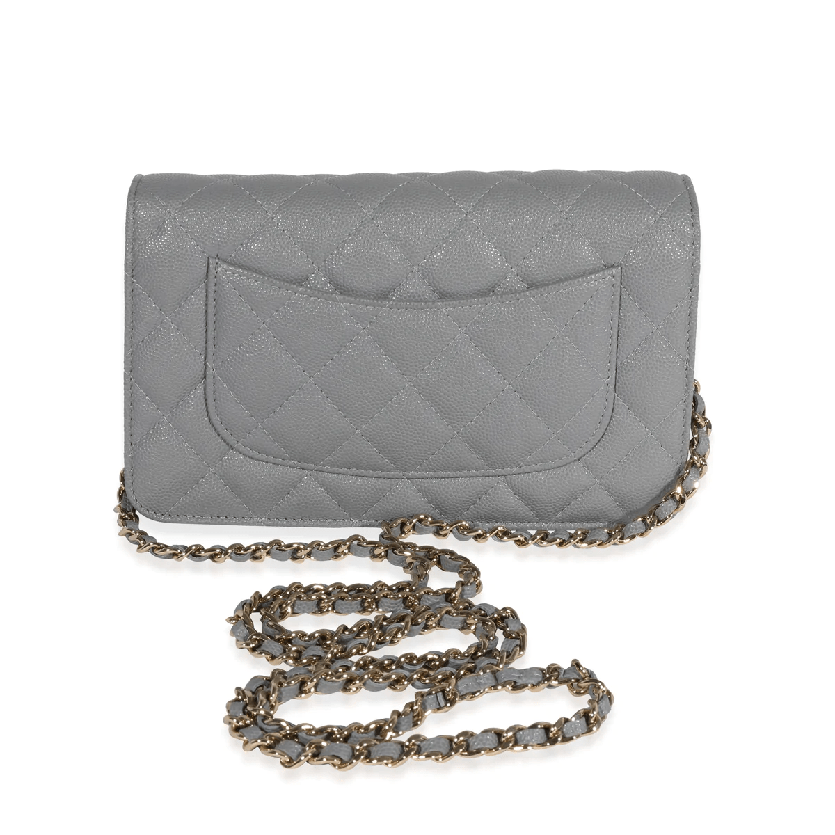 Chanel Chanel Gray Quilted Caviar Wallet On Chain 122117