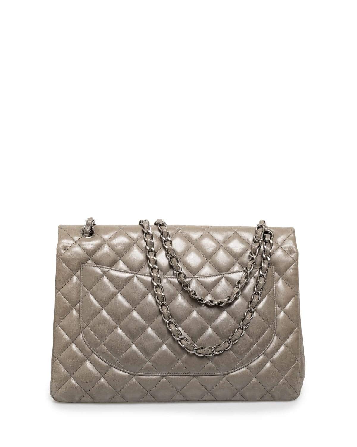 Chanel Chanel Grey Lambskin Maxi Single Flap Bag PHW  AGL1034