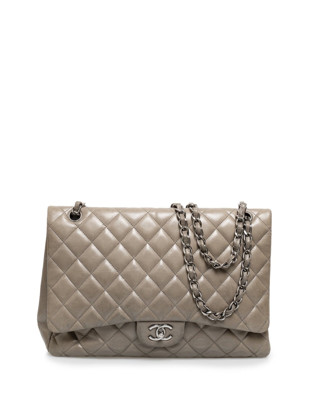 Chanel Chanel Grey Lambskin Maxi Single Flap Bag PHW  AGL1034