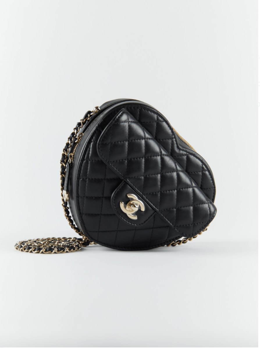 Chanel Chanel Heart Bag Black Lambskin with GHW Large ASL3651