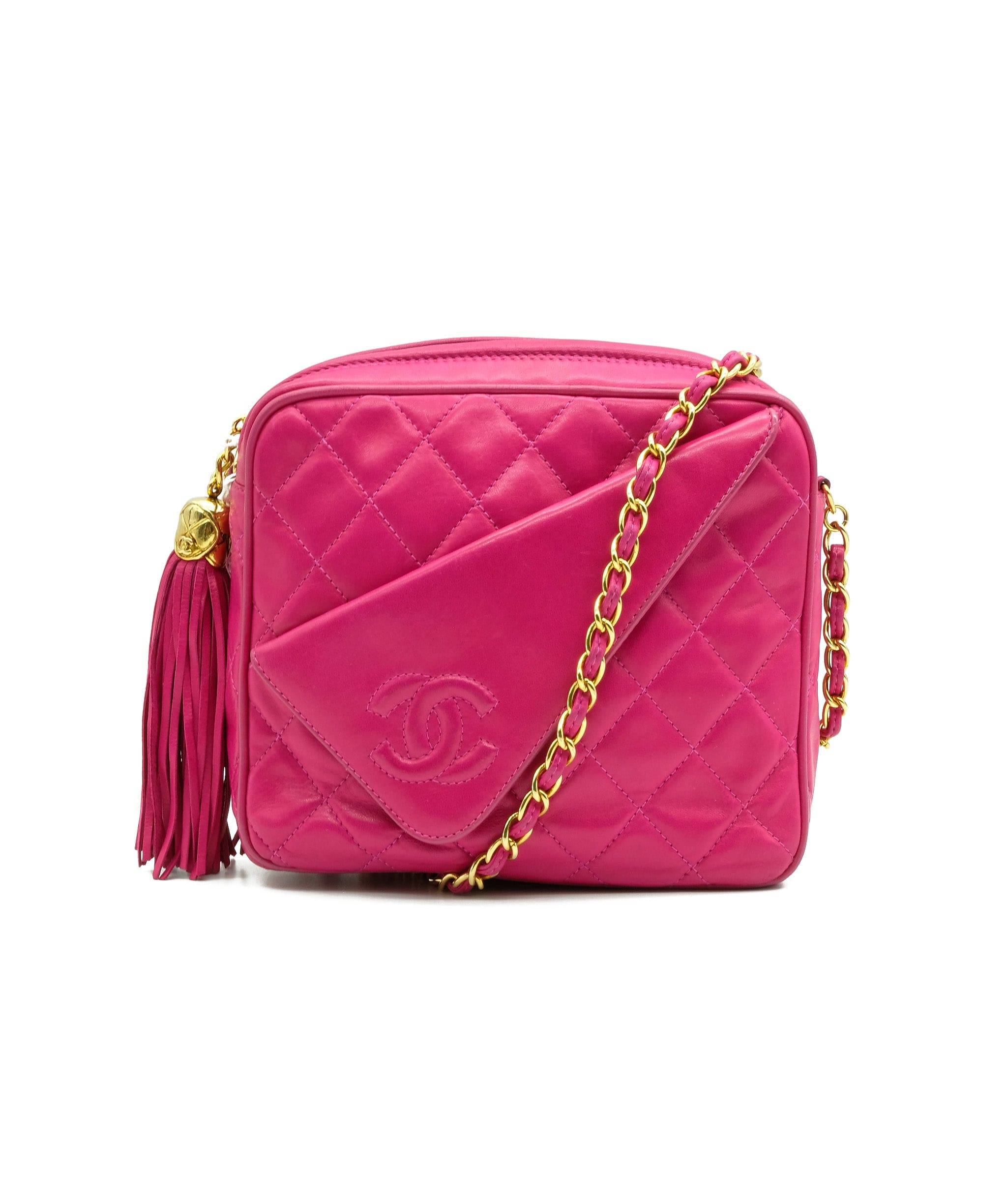 Chanel Chanel hot pink flap camera bag with tassel zip UKL1073