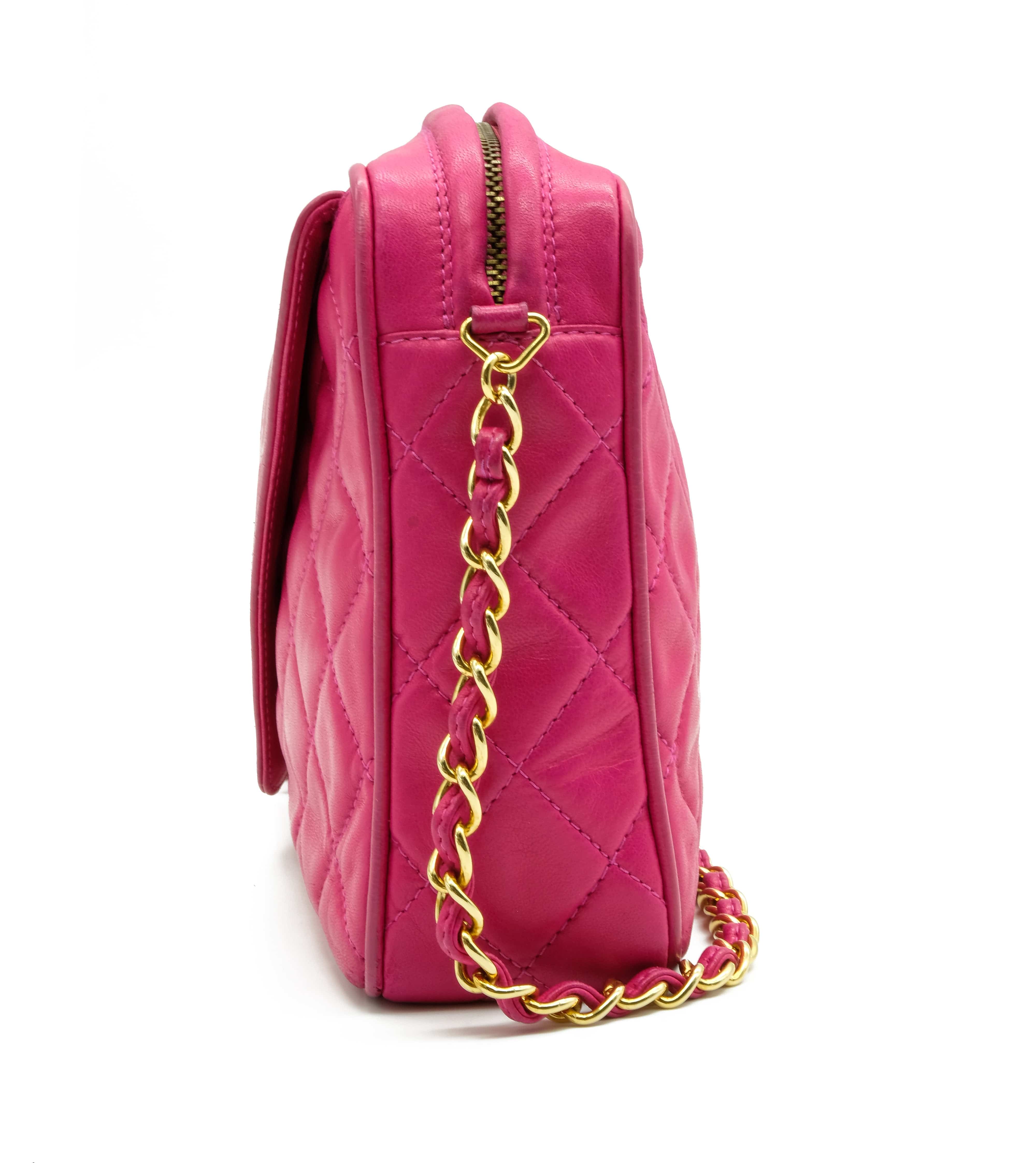 Chanel Chanel hot pink flap camera bag with tassel zip UKL1073