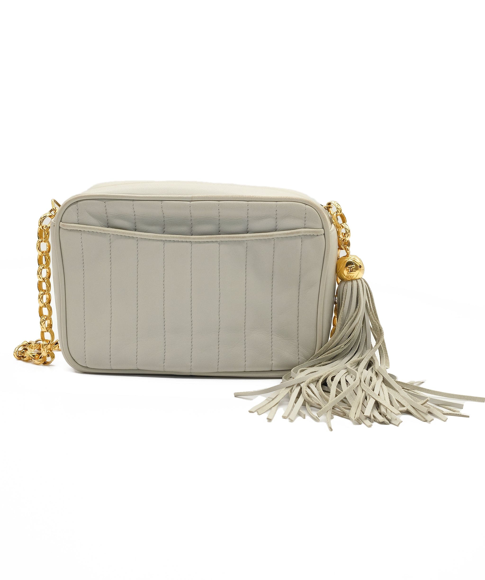 Chanel Chanel Ivory Vertical Stitch Fringe Camera Bag AWL4492