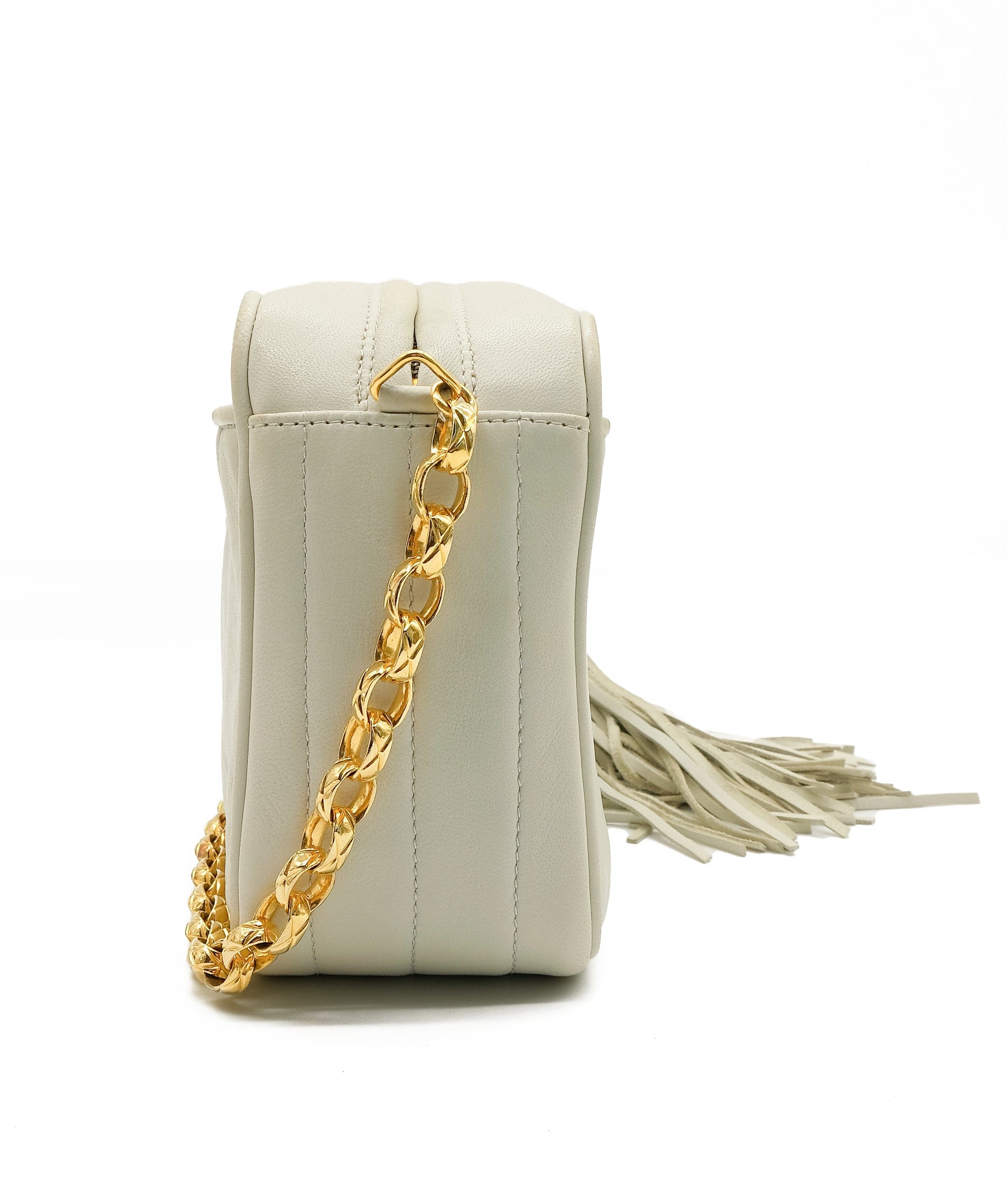 Chanel Chanel Ivory Vertical Stitch Fringe Camera Bag AWL4492