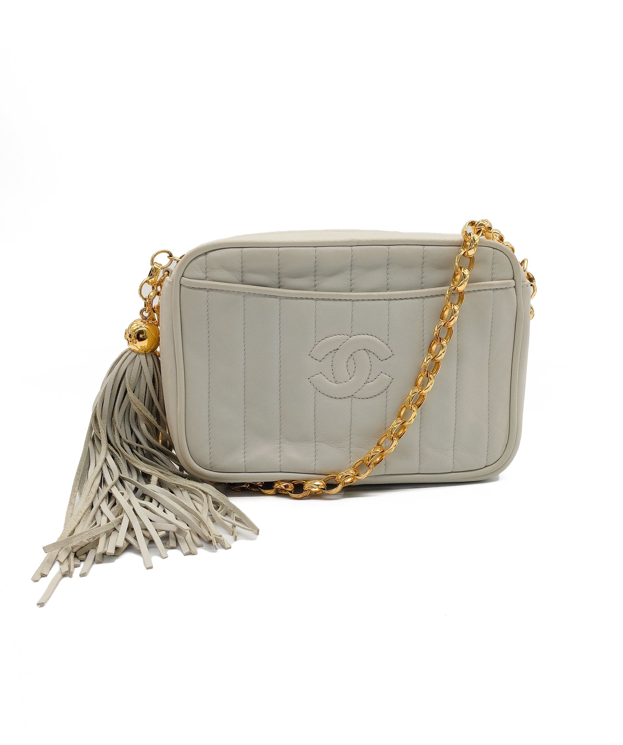 Chanel Chanel Ivory Vertical Stitch Fringe Camera Bag AWL4492