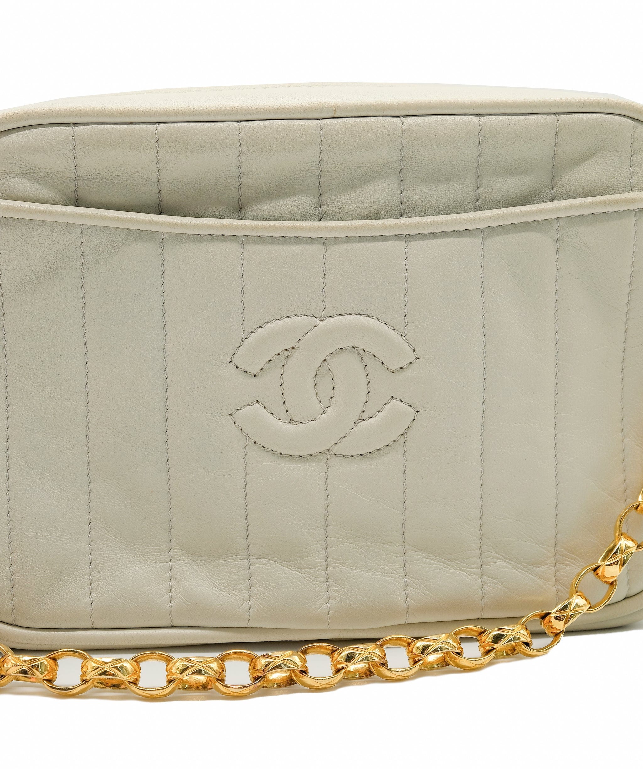 Chanel Chanel Ivory Vertical Stitch Fringe Camera Bag AWL4492