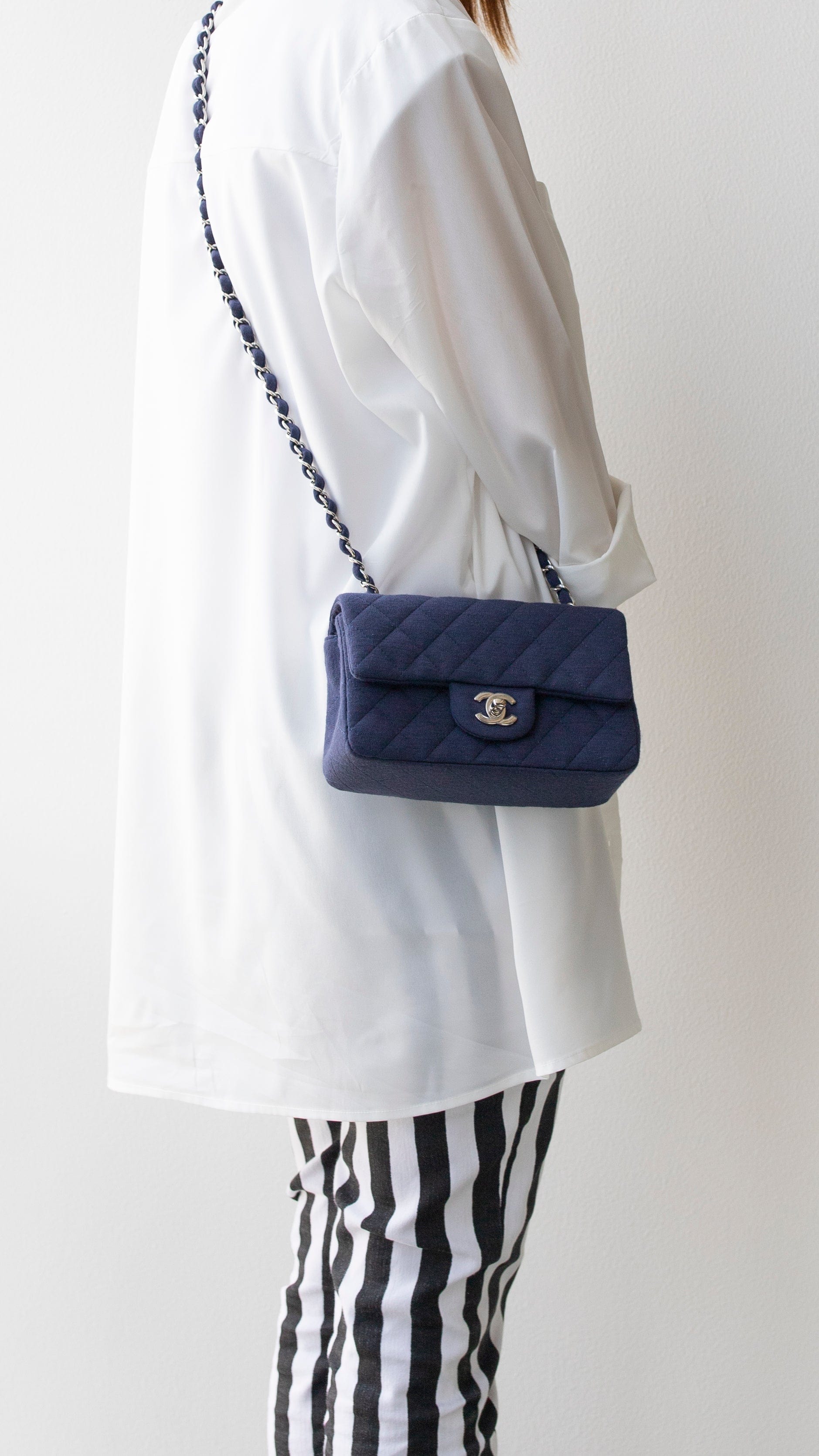 Chanel Chanel Jersey Navy Flap Bag RJL1722