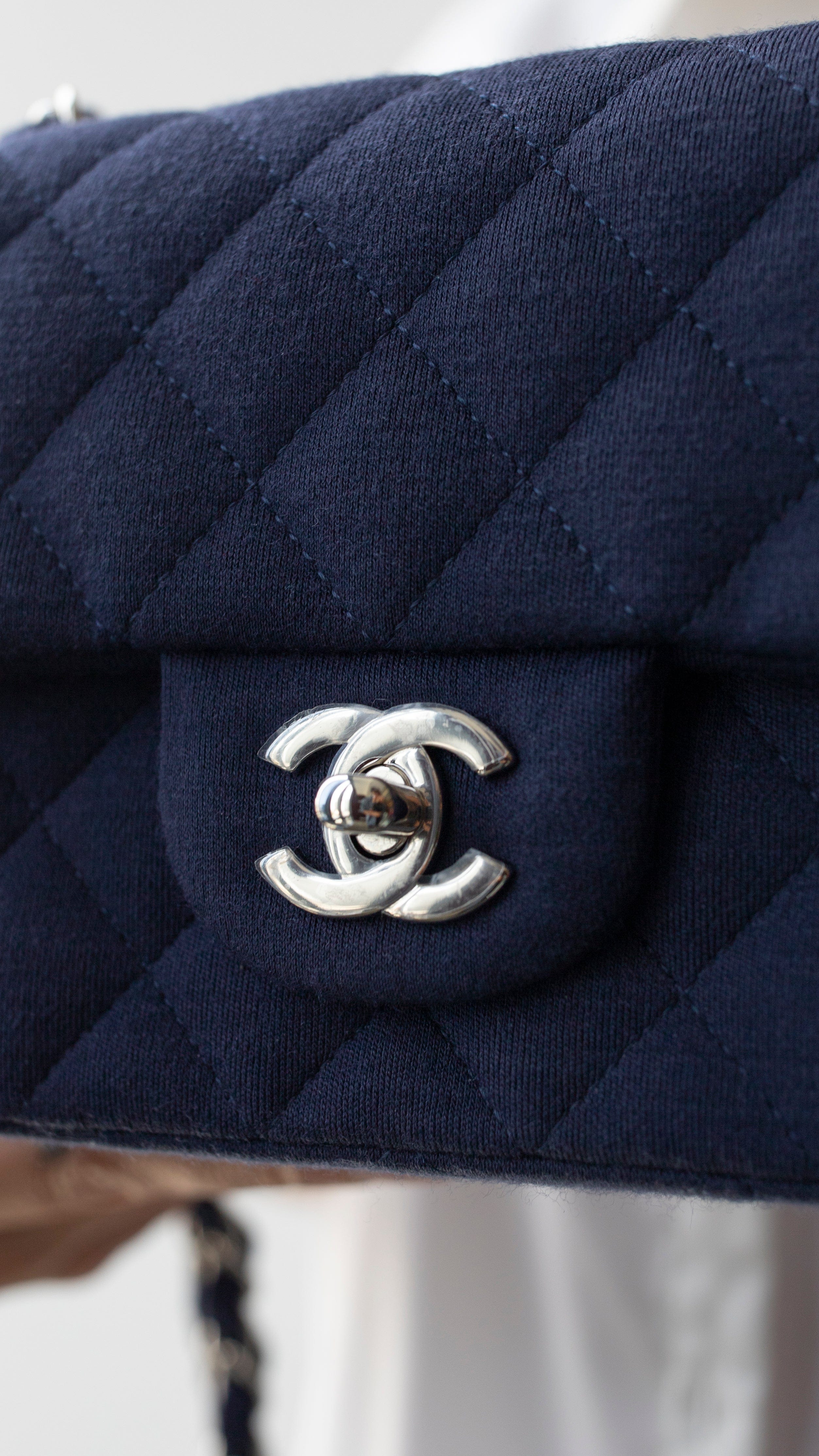 Chanel Chanel Jersey Navy Flap Bag RJL1722