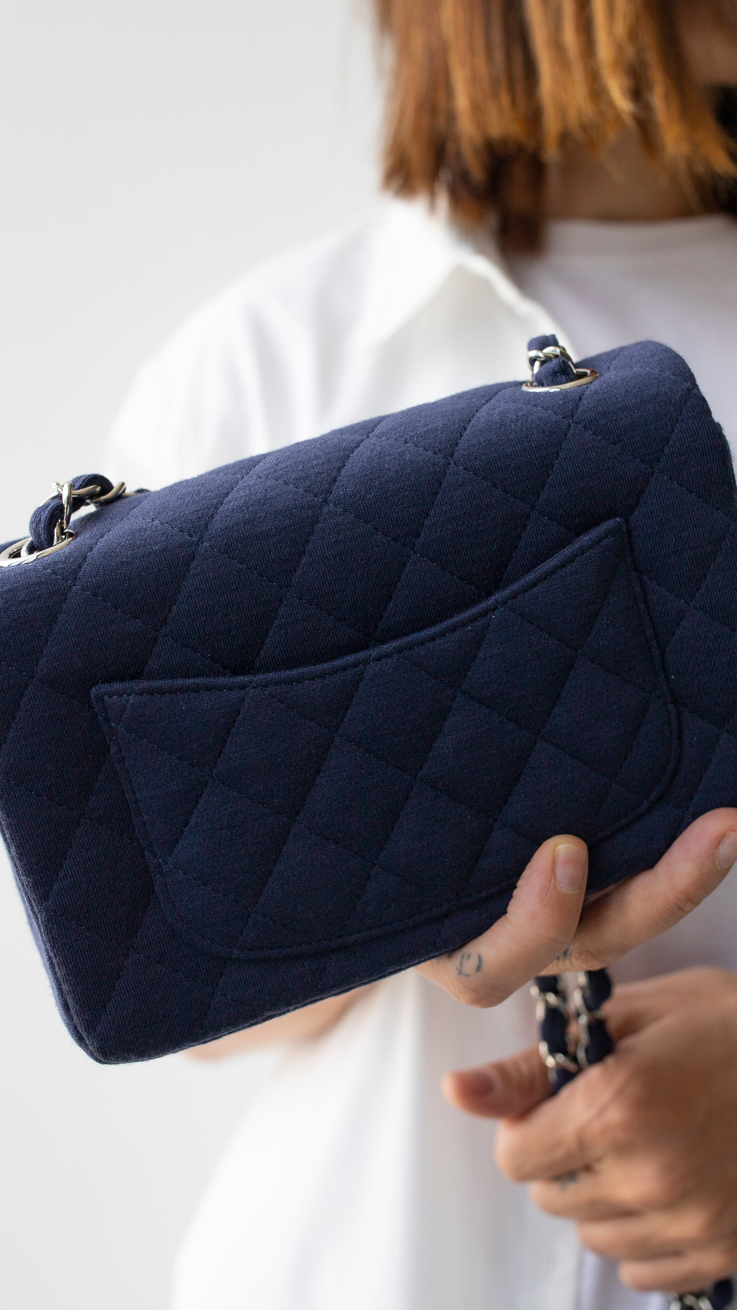 Chanel Chanel Jersey Navy Flap Bag RJL1722