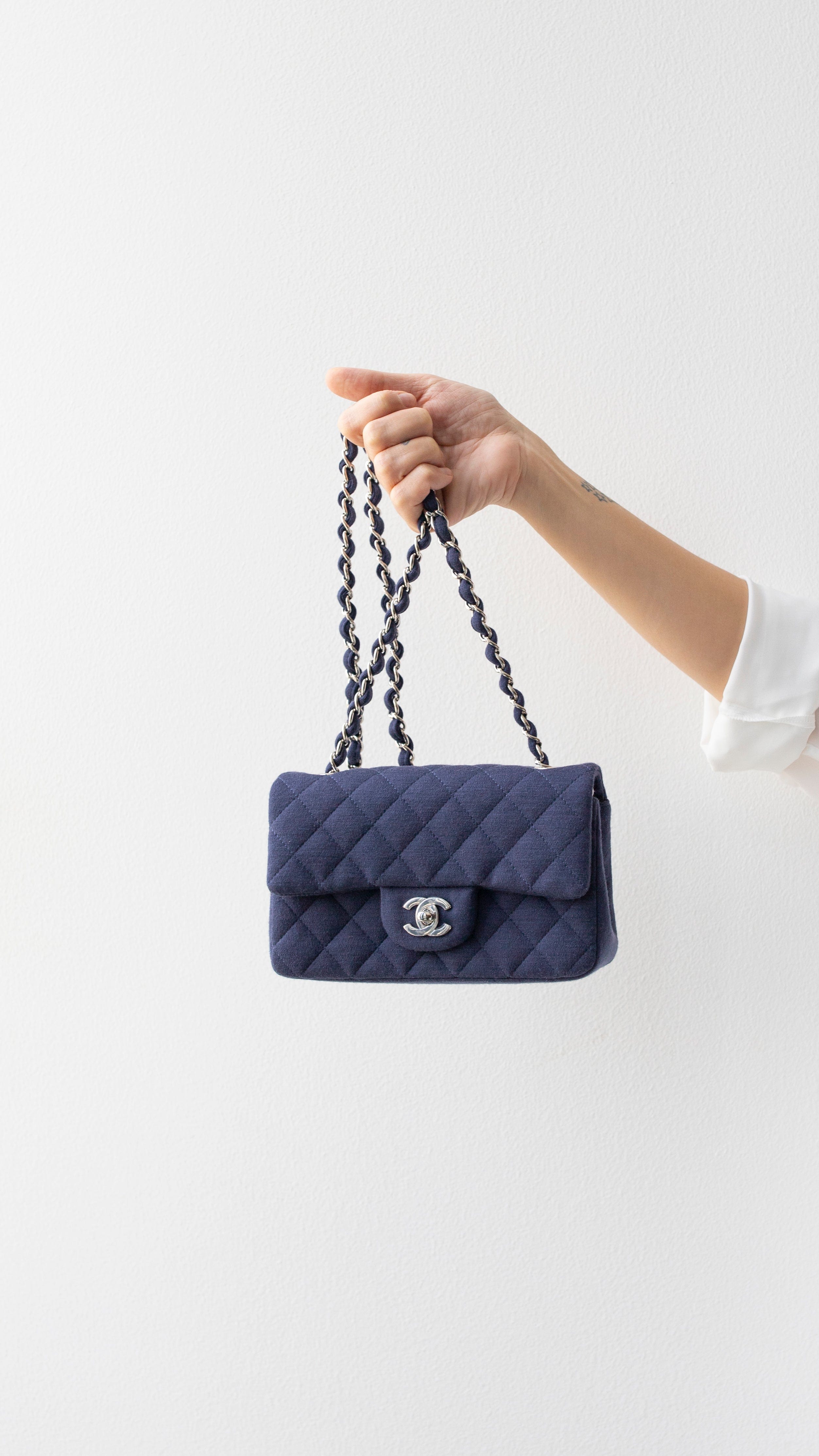 Chanel Chanel Jersey Navy Flap Bag RJL1722