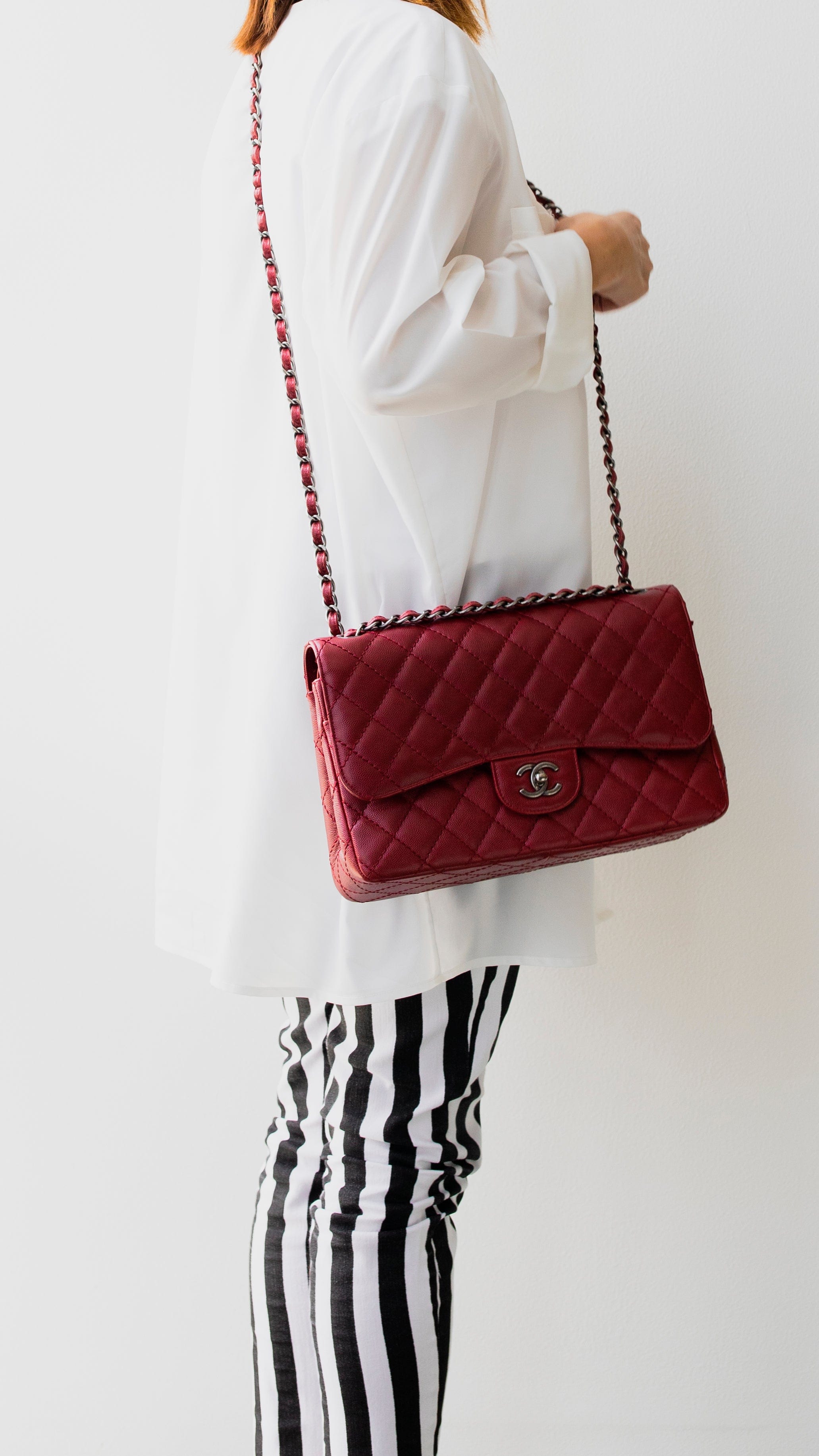 Chanel Chanel Jumbo Caviar Burgundy RJL1739