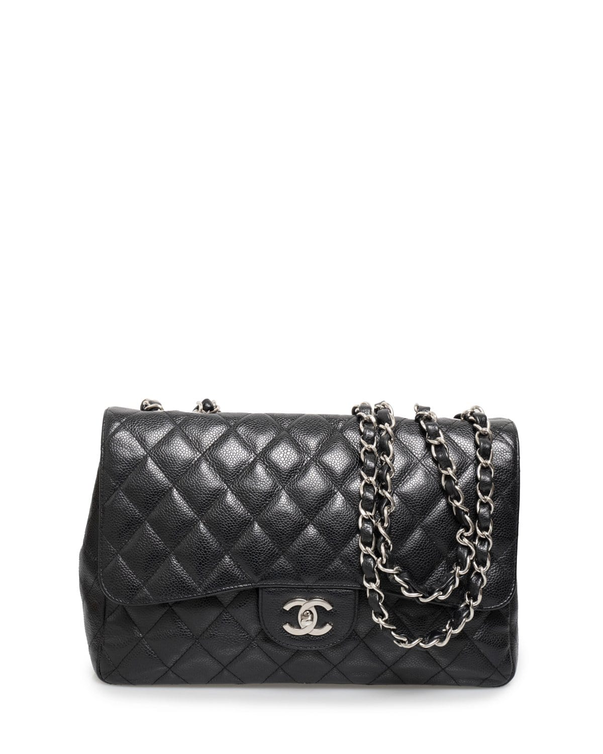 Chanel Chanel Jumbo Caviar Silver Hardware Single Flap - ADL1528