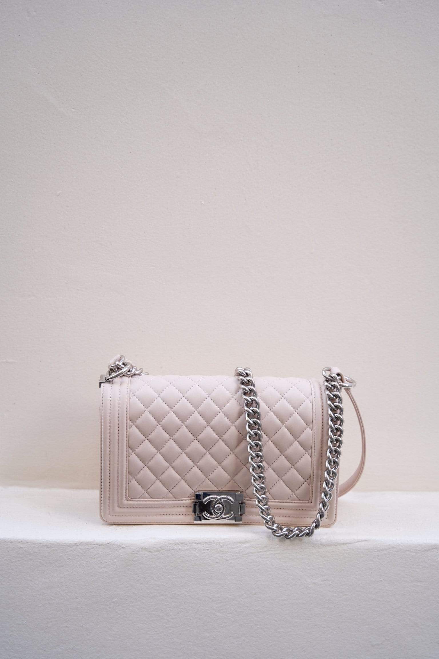 Chanel Chanel Le Boy Medium Bag Pink Beige with Silver Hardware - ASL1717