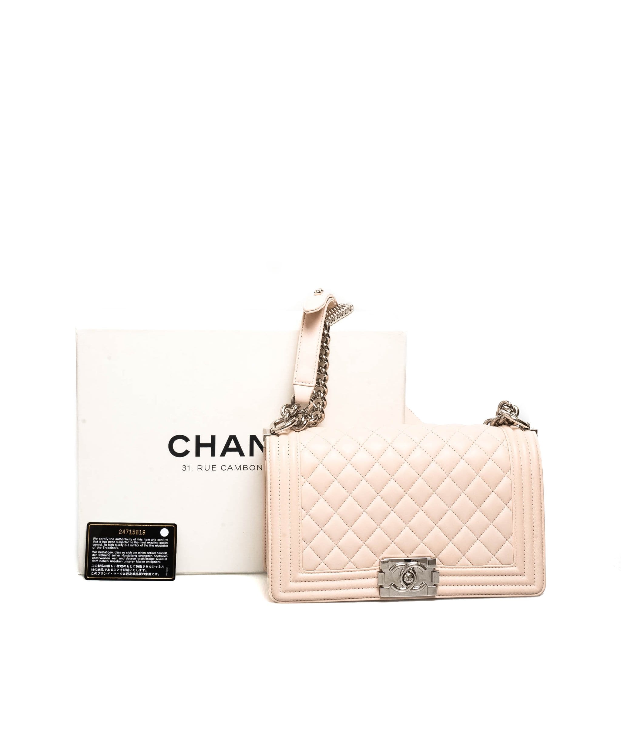 Chanel Chanel Le Boy Medium Bag Pink Beige with Silver Hardware - ASL1717