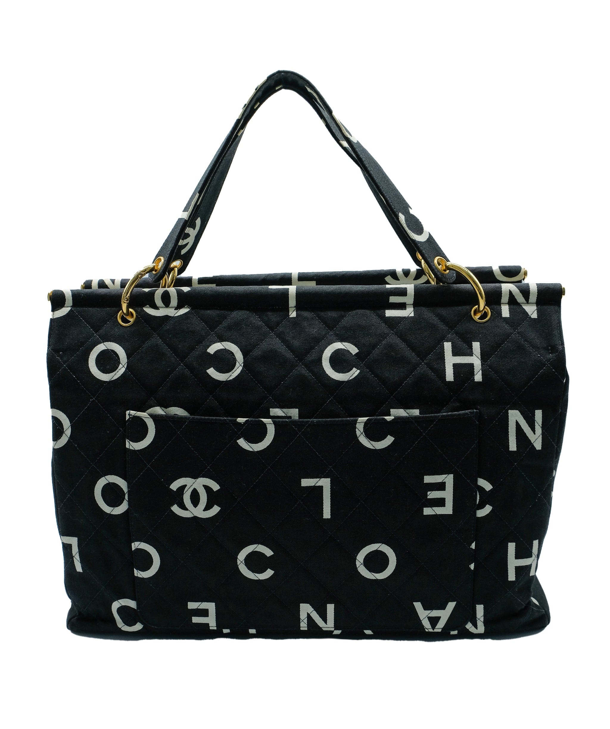 Chanel Logo Tote Bag Black ASL7473