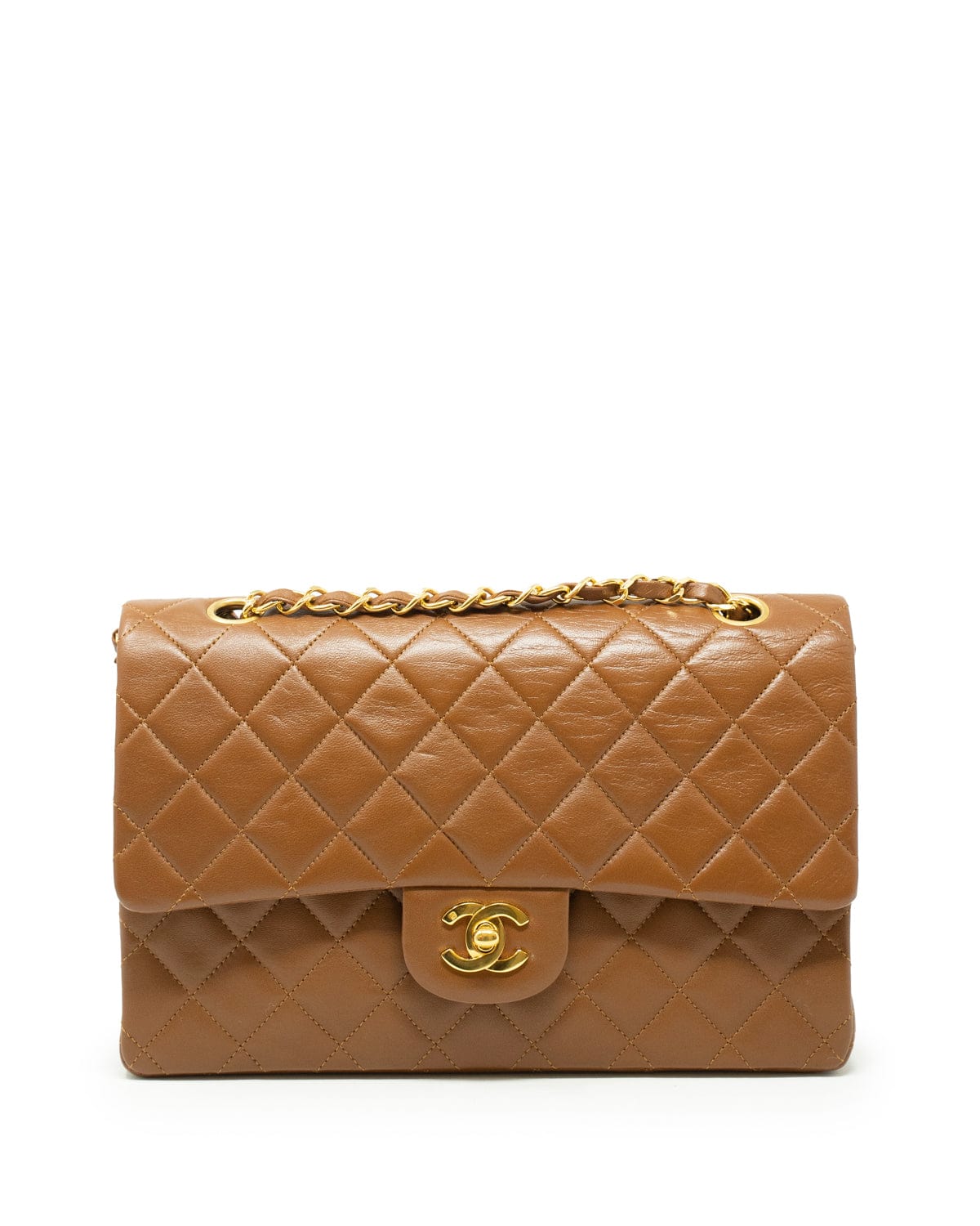 Chanel Chanel medium classic flap in caramel with 24k gold gilded hardware. ASL3390