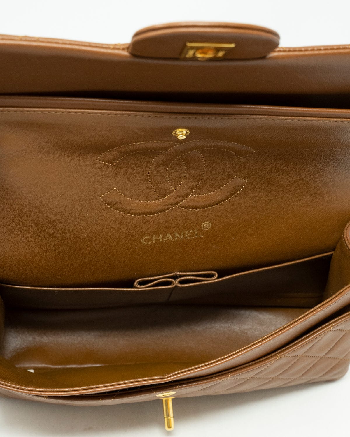 Chanel Chanel medium classic flap in caramel with 24k gold gilded hardware. ASL3390