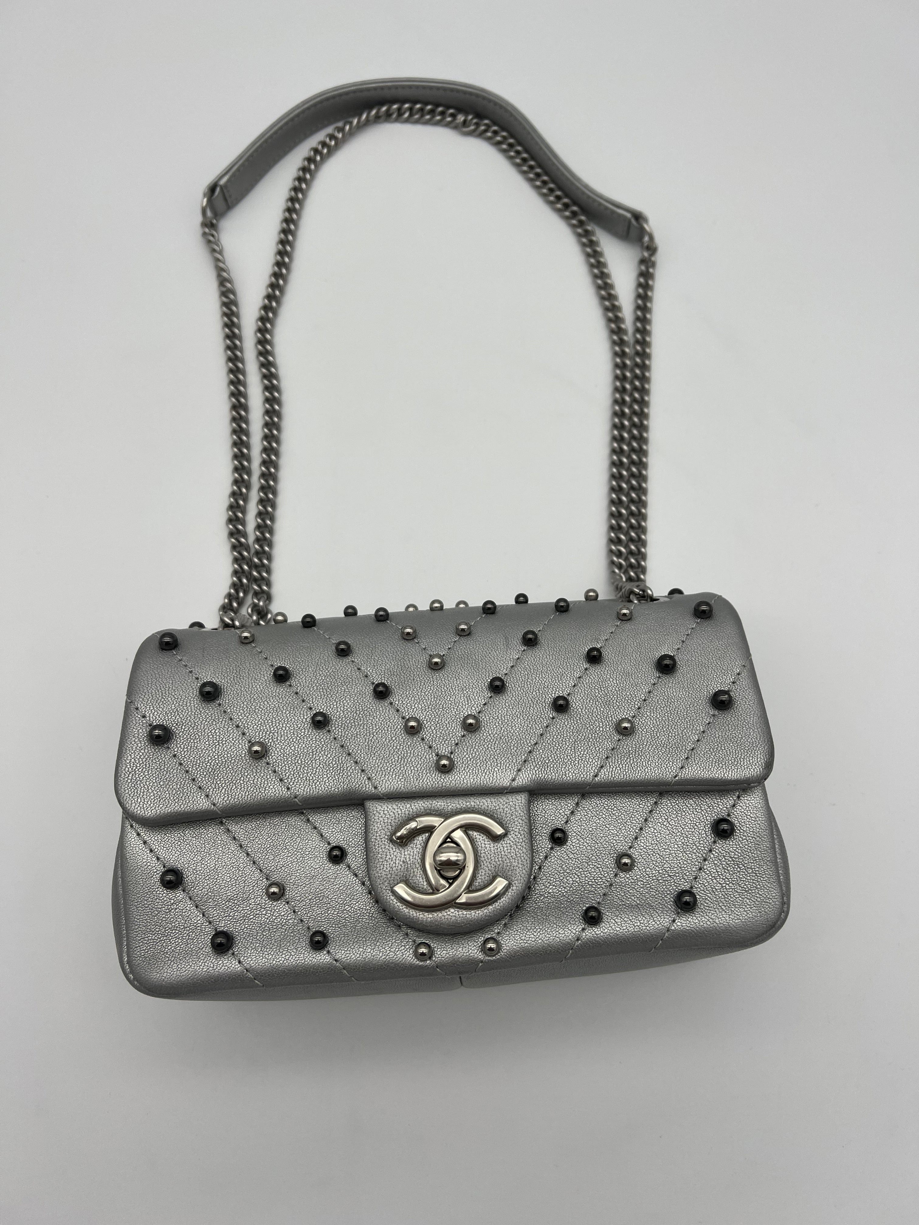 Chanel Chanel Metallic Mini Studded Flap Bag ASL4407