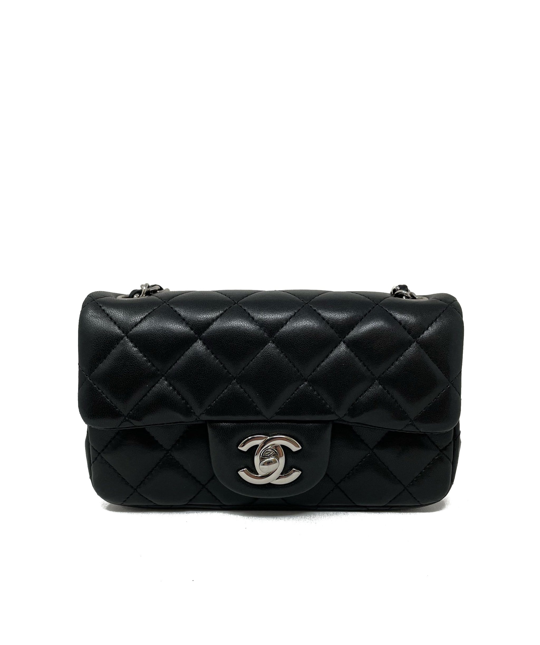 Chanel Chanel Mini Black Lambskin Classic Flap Silver Hardware - ASL1531