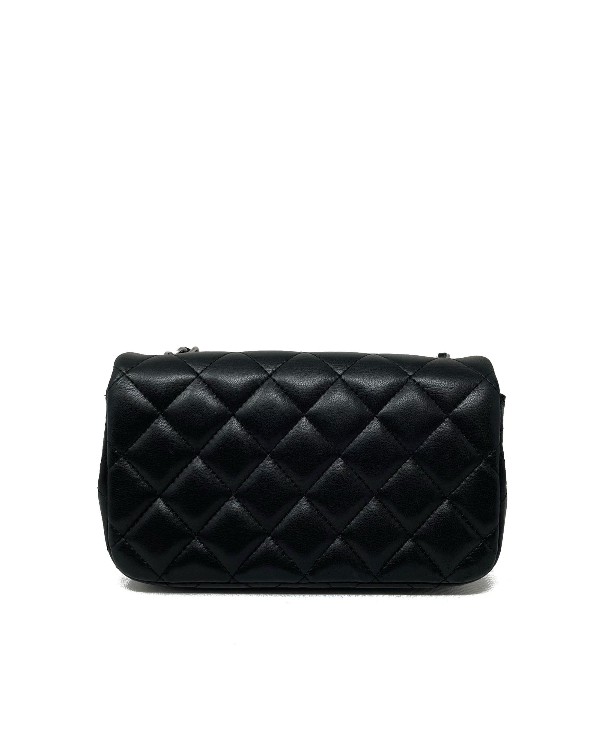 Chanel Chanel Mini Black Lambskin Classic Flap Silver Hardware - ASL1531