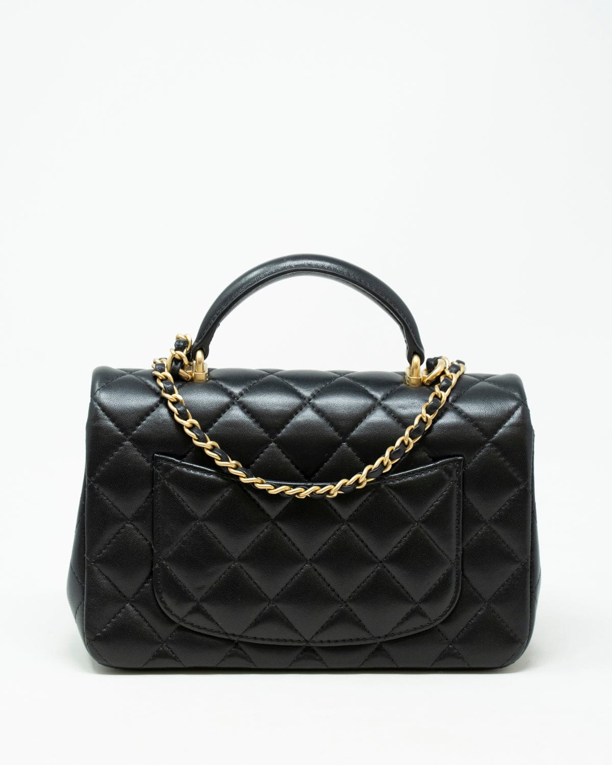 Chanel Chanel mini coco top handle in black lambskin with champagne gold hardware. ASL3320