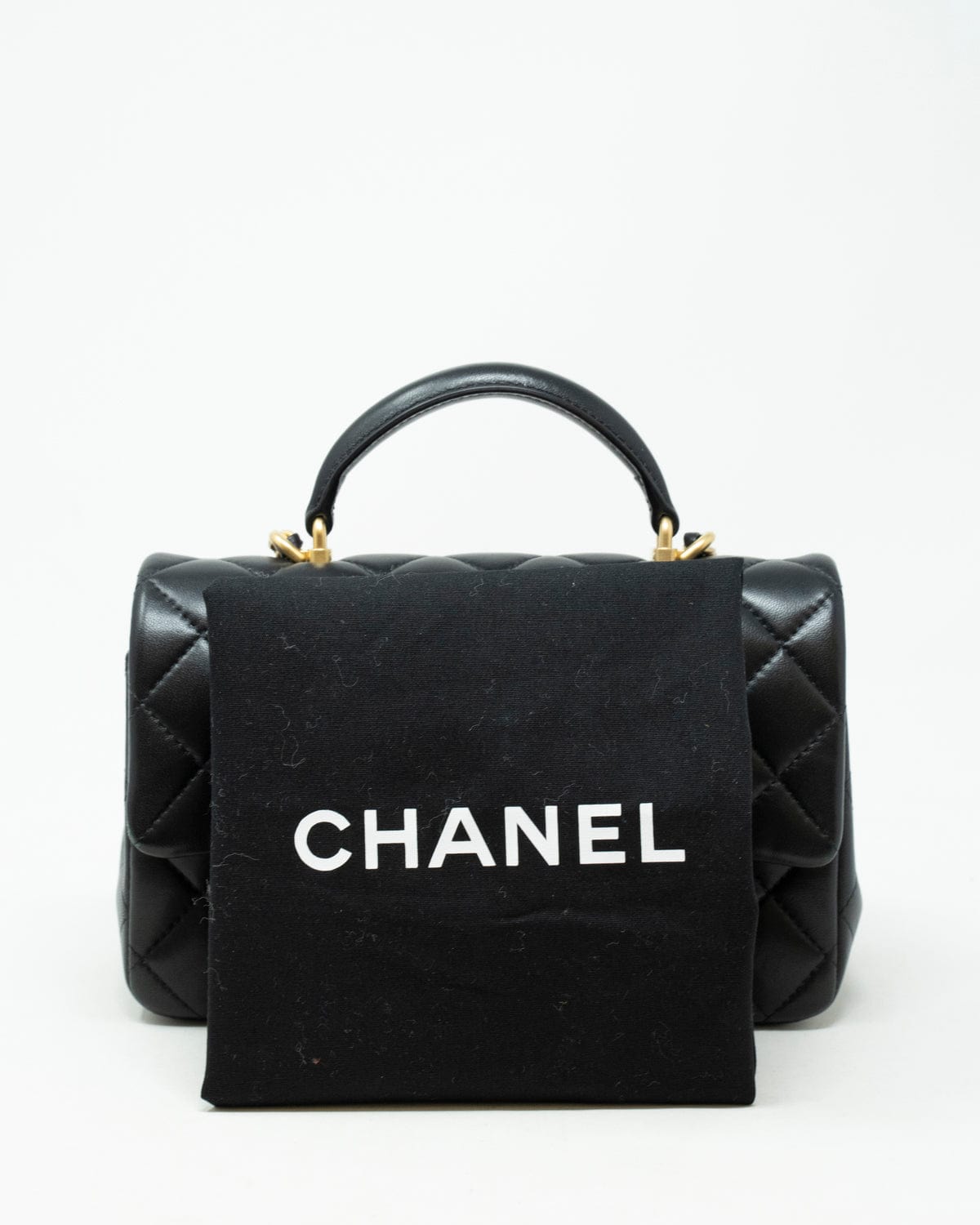 Chanel Chanel mini coco top handle in black lambskin with champagne gold hardware. ASL3320