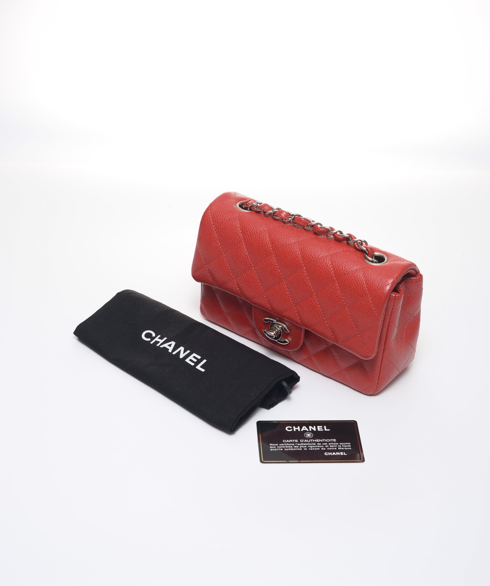 Chanel Chanel Mini Rectangle Red Caviar SHW RJC1336