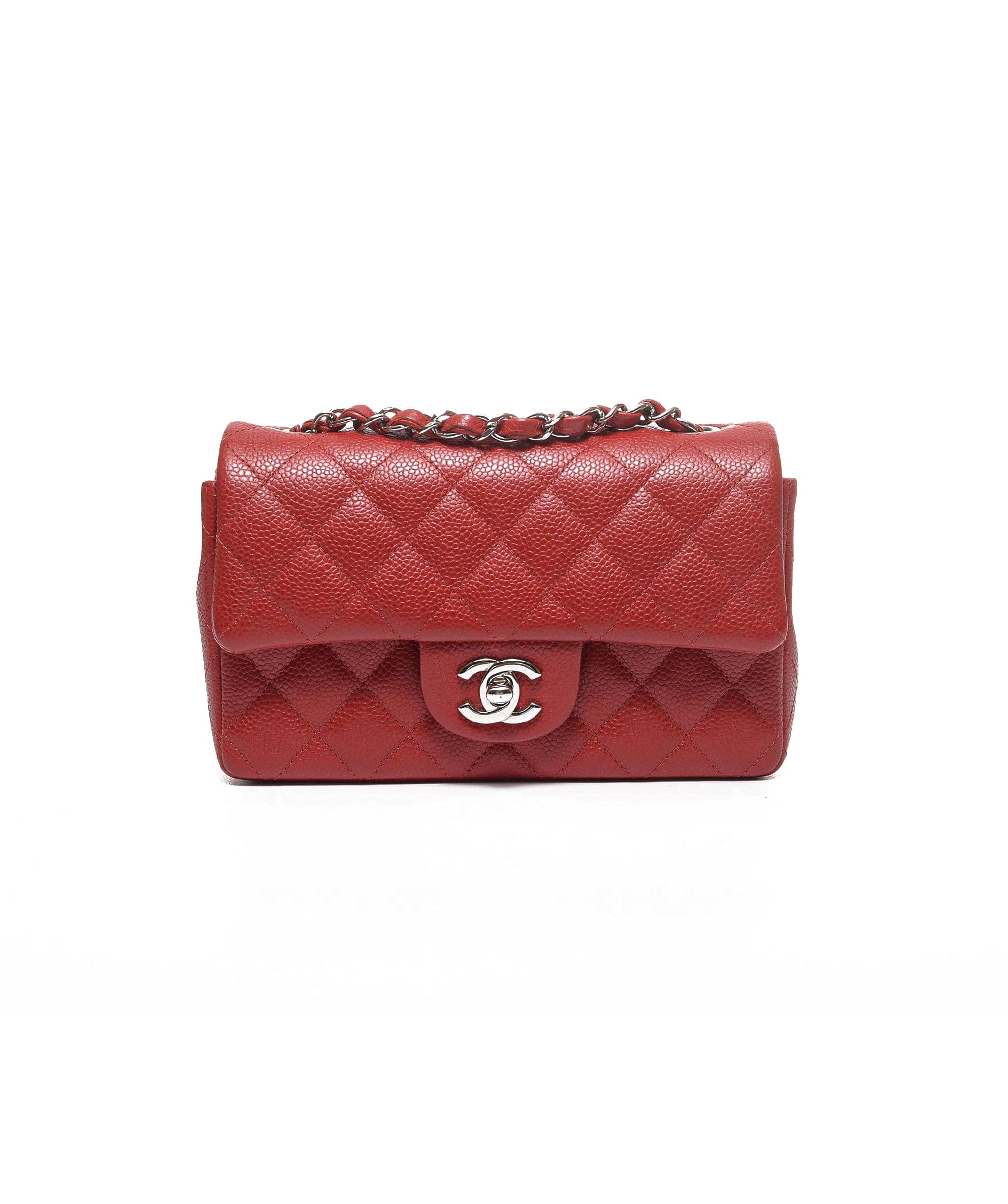 Chanel Chanel Mini Rectangle Red Caviar SHW RJC1336