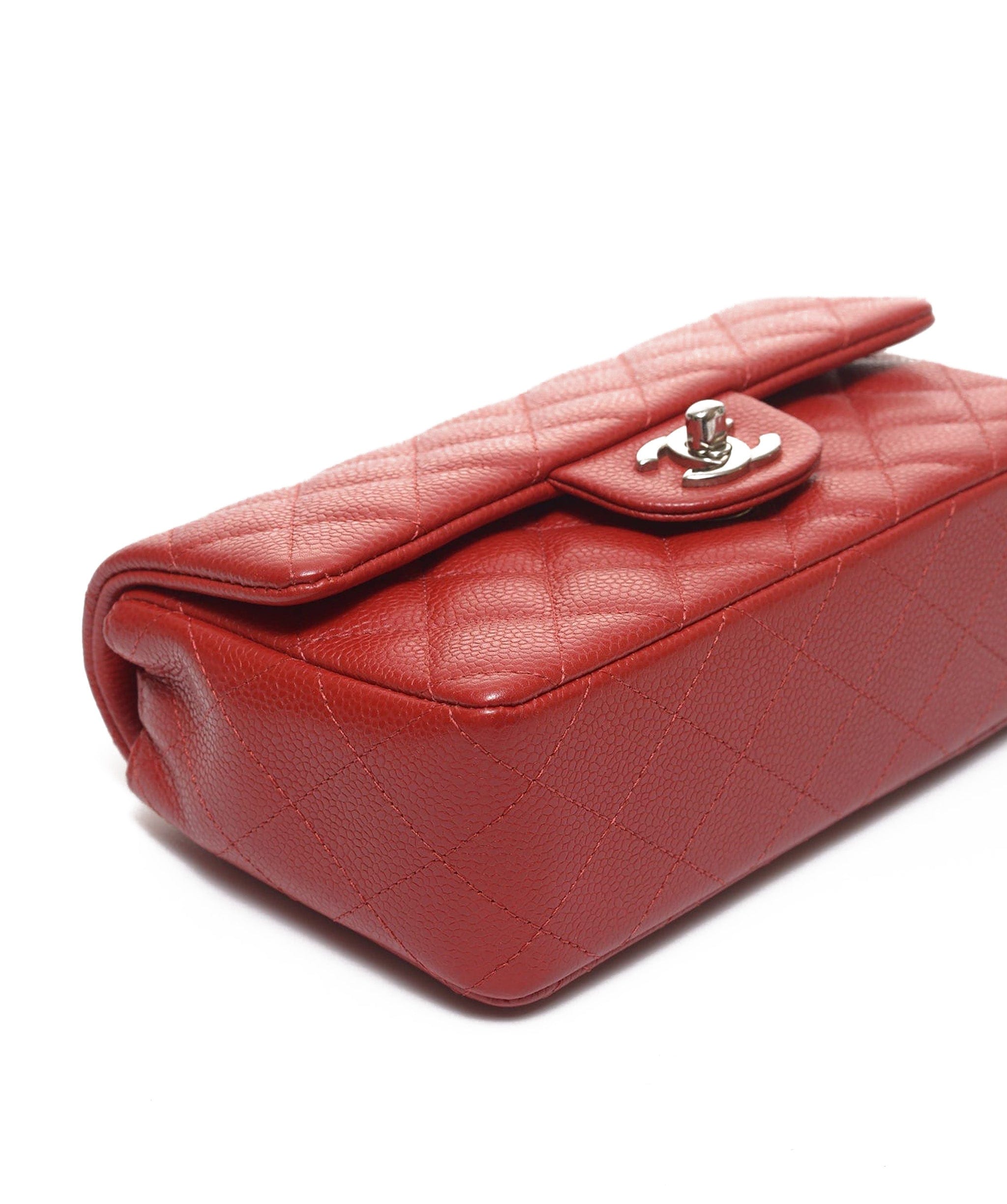 Chanel Chanel Mini Rectangle Red Caviar SHW RJC1336