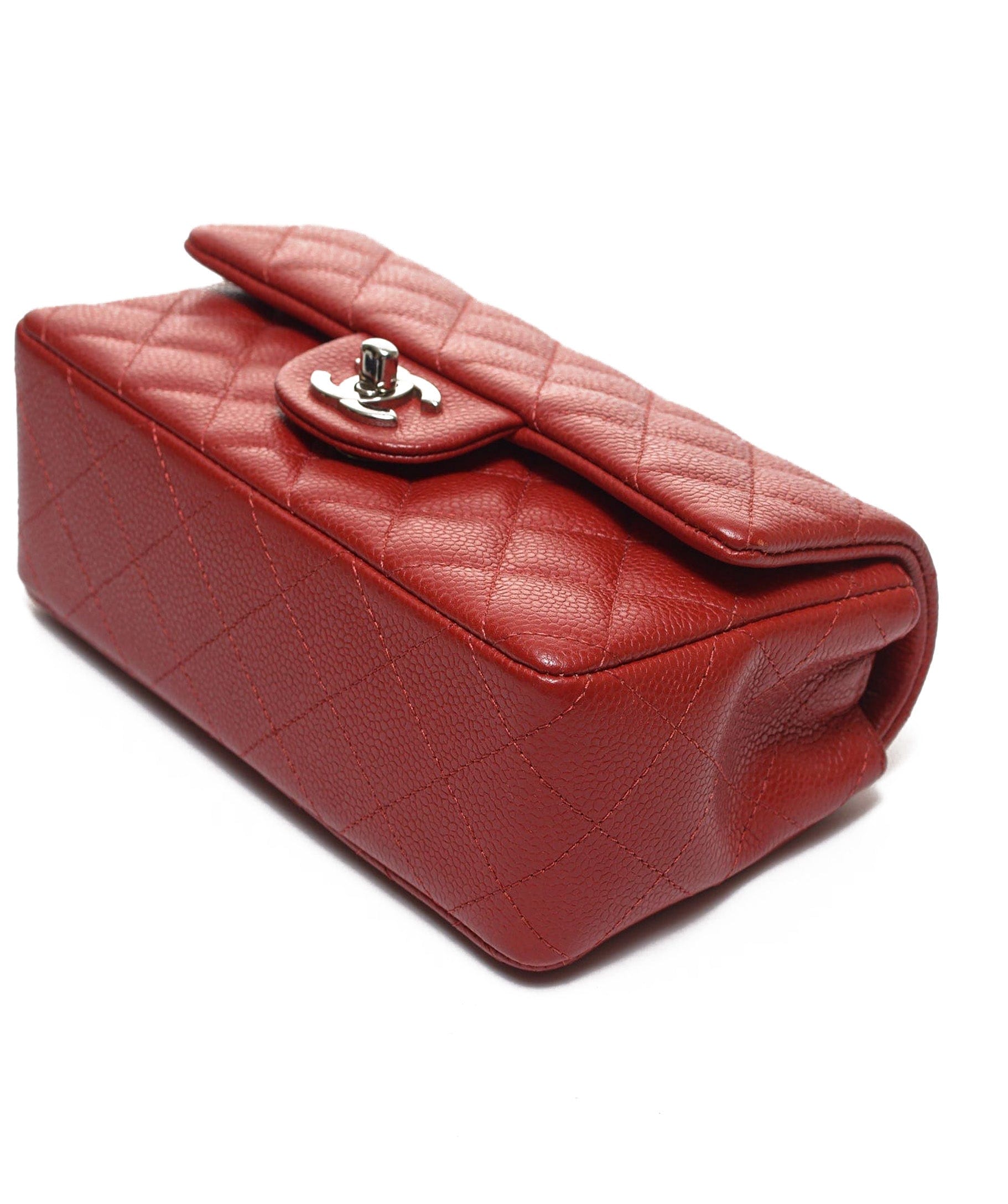 Chanel Chanel Mini Rectangle Red Caviar SHW RJC1336