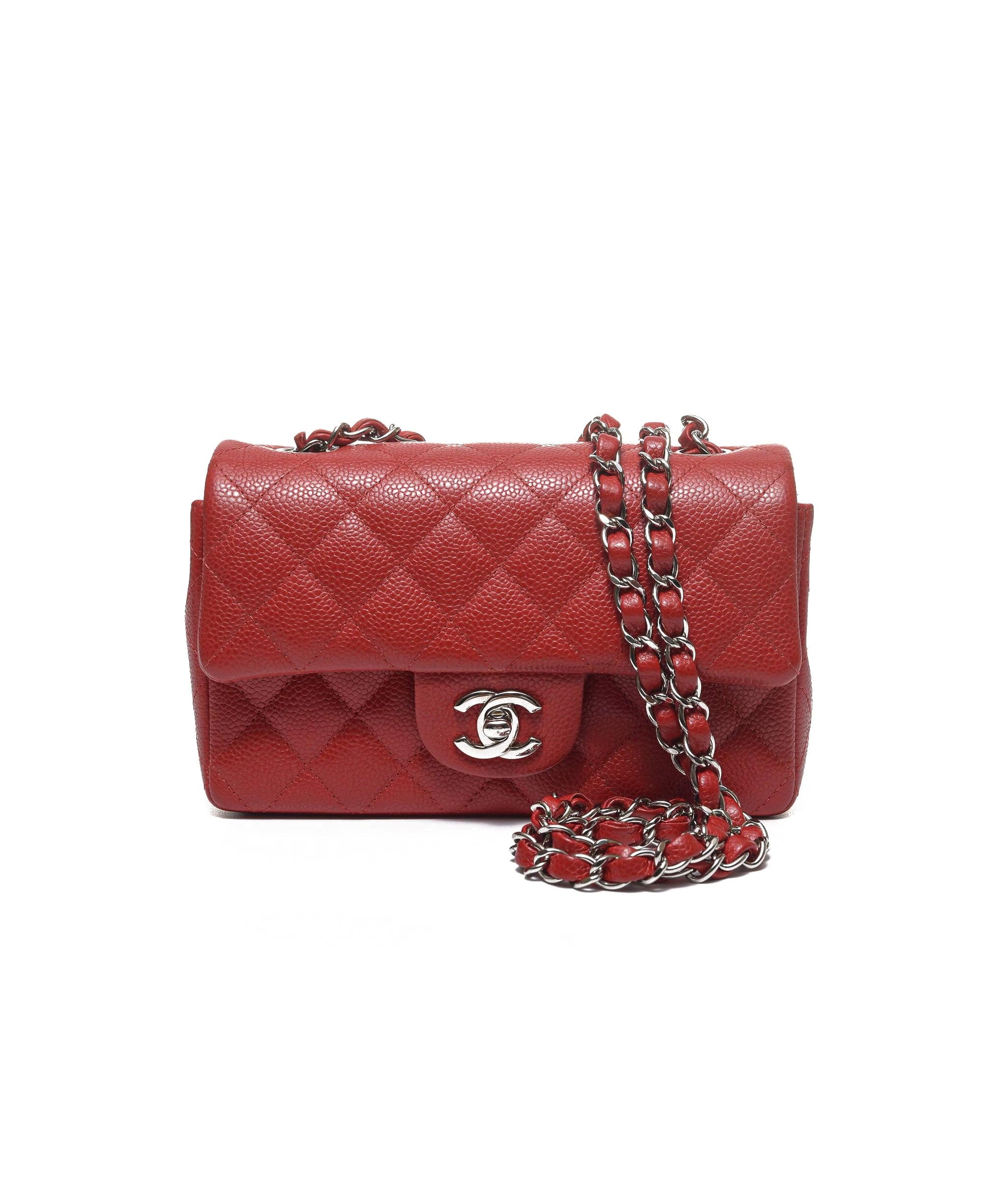 Chanel Chanel Mini Rectangle Red Caviar SHW RJC1336