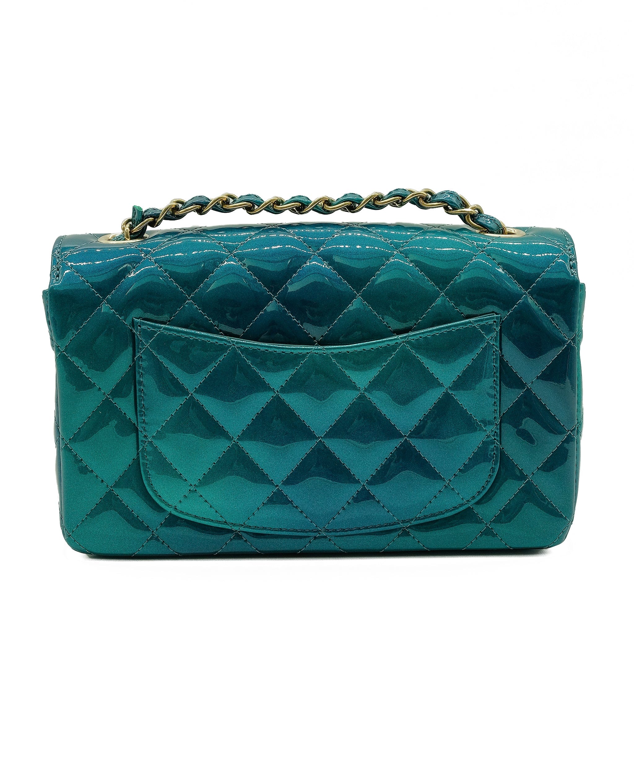 Chanel Chanel Multi Tone Green Patent Mini Rectangle Flap Bag REC1218