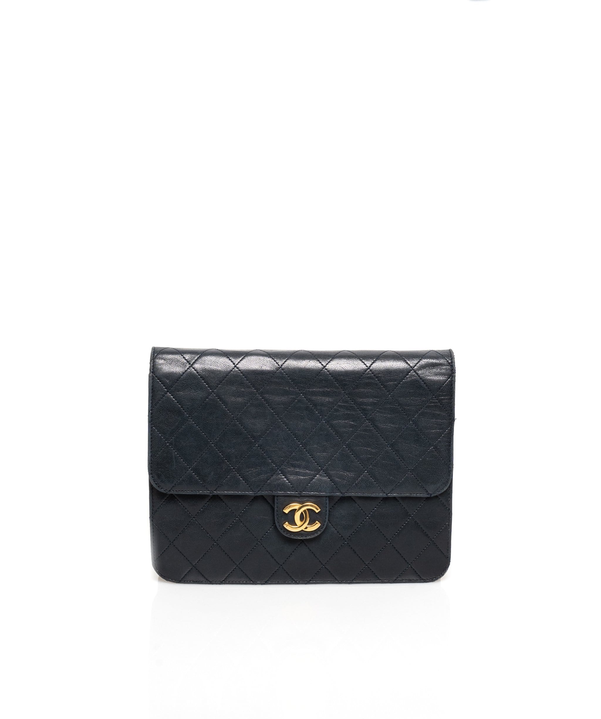 Chanel Chanel Navy Lambskin Single Flap Bag GHW - AGL1294