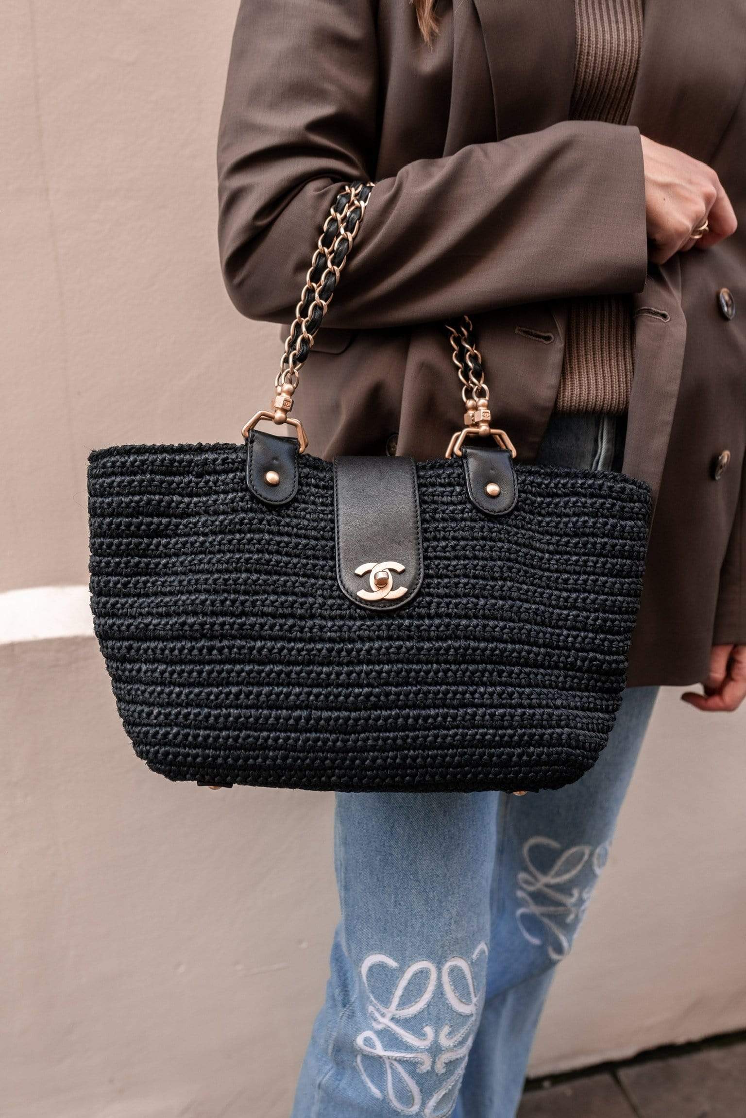 Chanel Chanel Navy Raffia Tote Bag - AWL1745