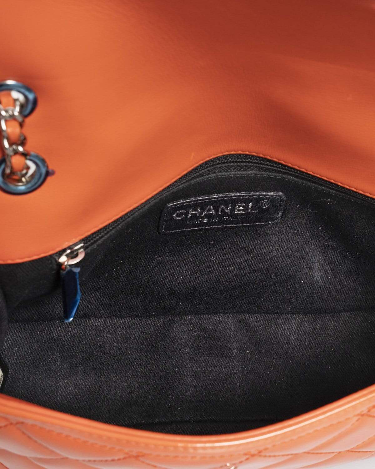 Chanel Chanel Orange Patent Leather 8.5' Classic Flap Bag PHW - AGC1043