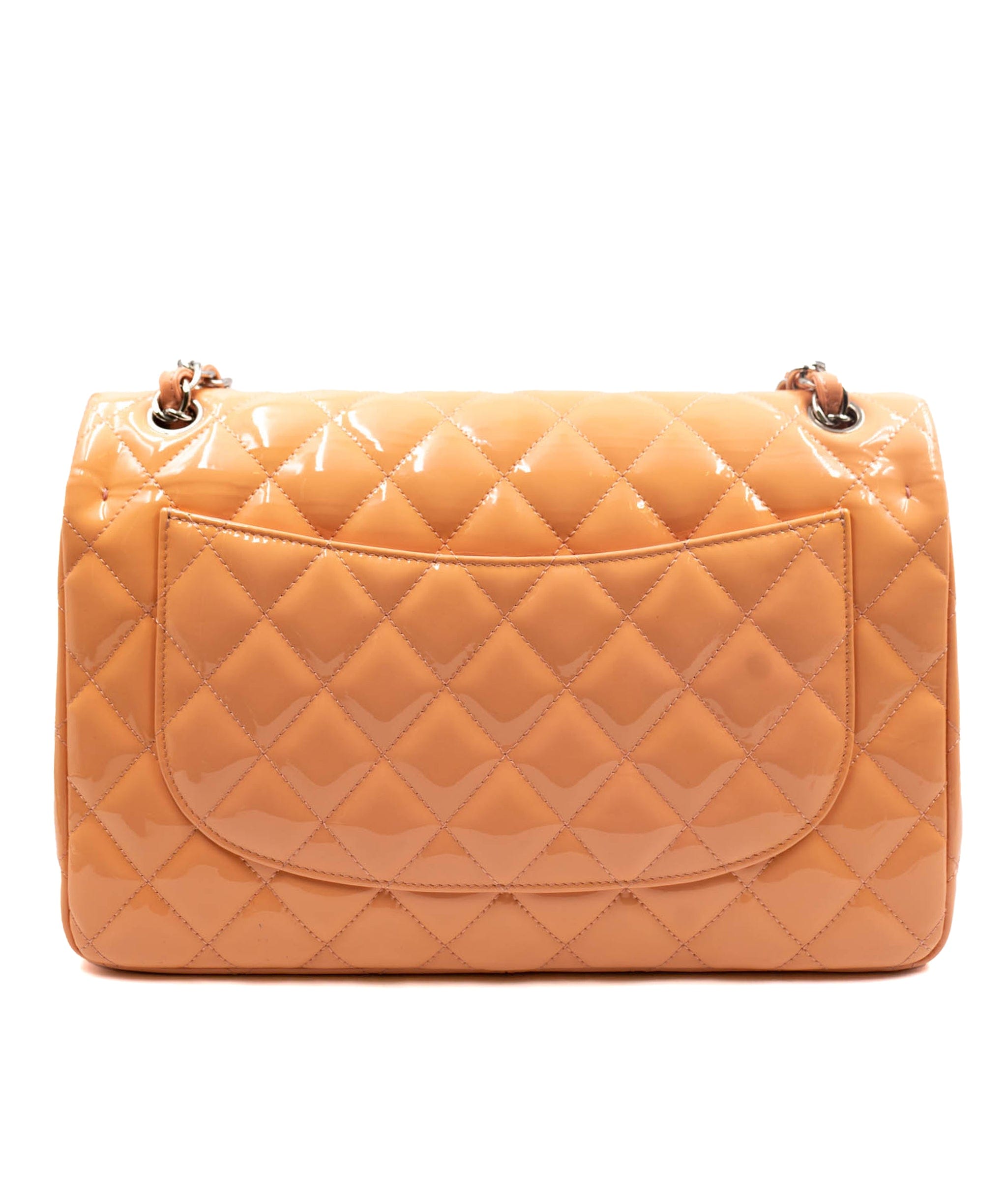 Chanel Chanel Peach Patent 12” Jumbo with SHW - AWC1436