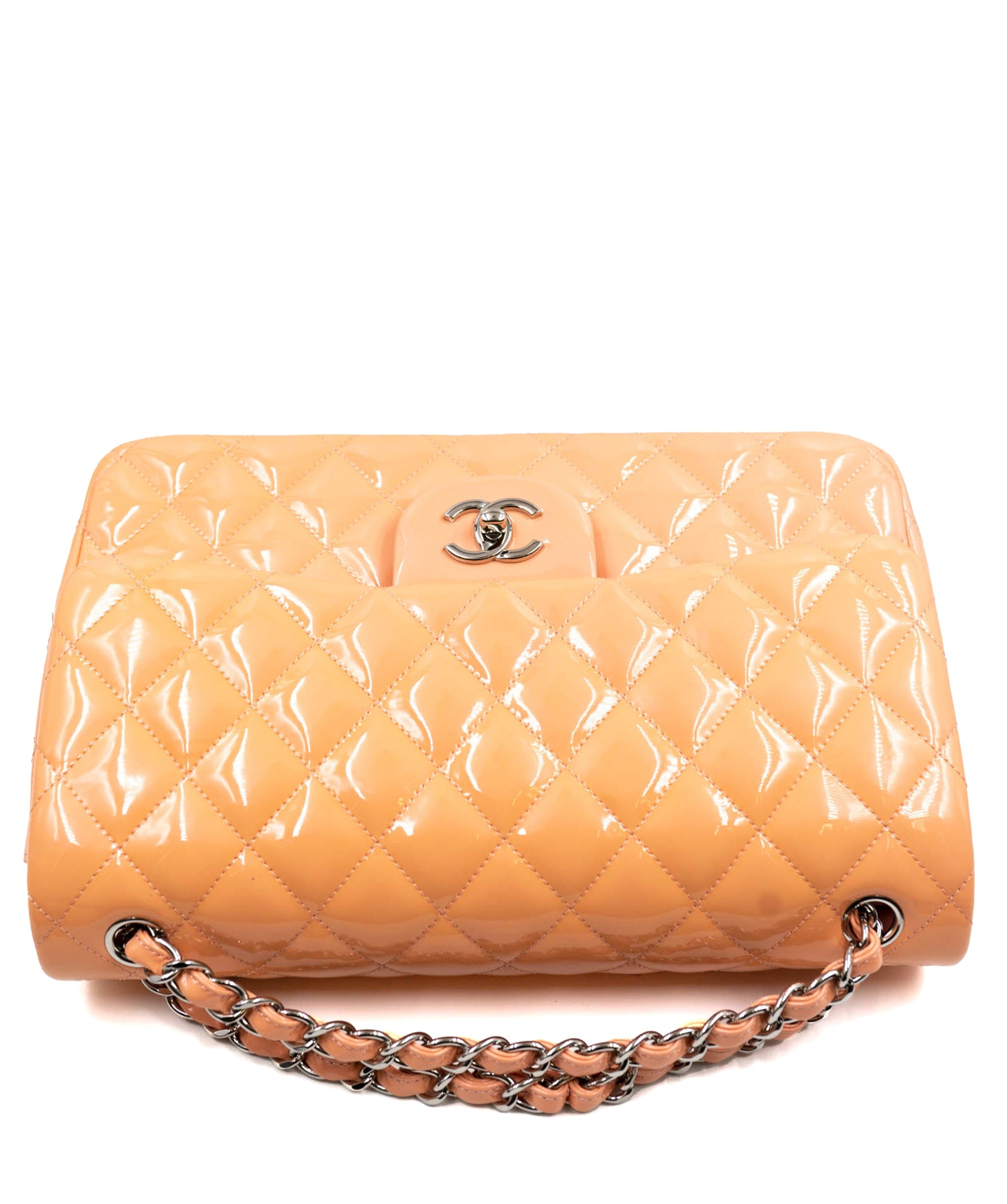 Chanel Chanel Peach Patent 12” Jumbo with SHW - AWC1436