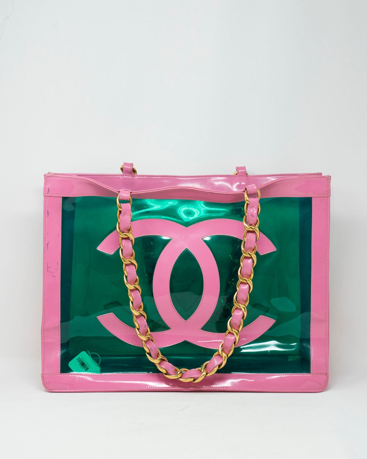 Chanel Chanel Pink and Green Large Vinyl Shopper- AWL2458