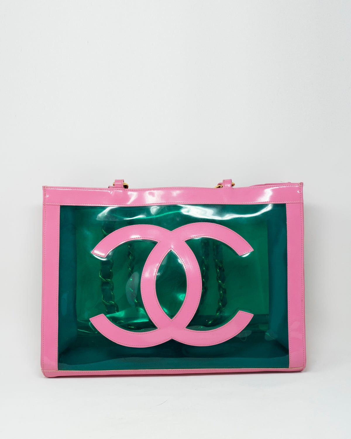 Chanel Chanel Pink and Green Large Vinyl Shopper- AWL2458