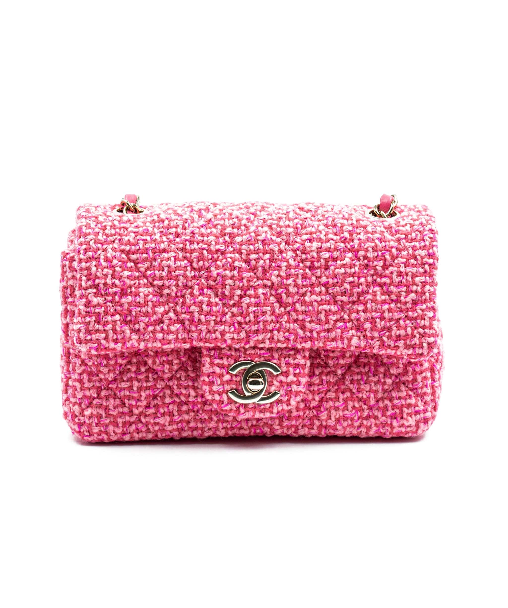 Chanel Chanel pink flap bag nk523 tweed ASL5052