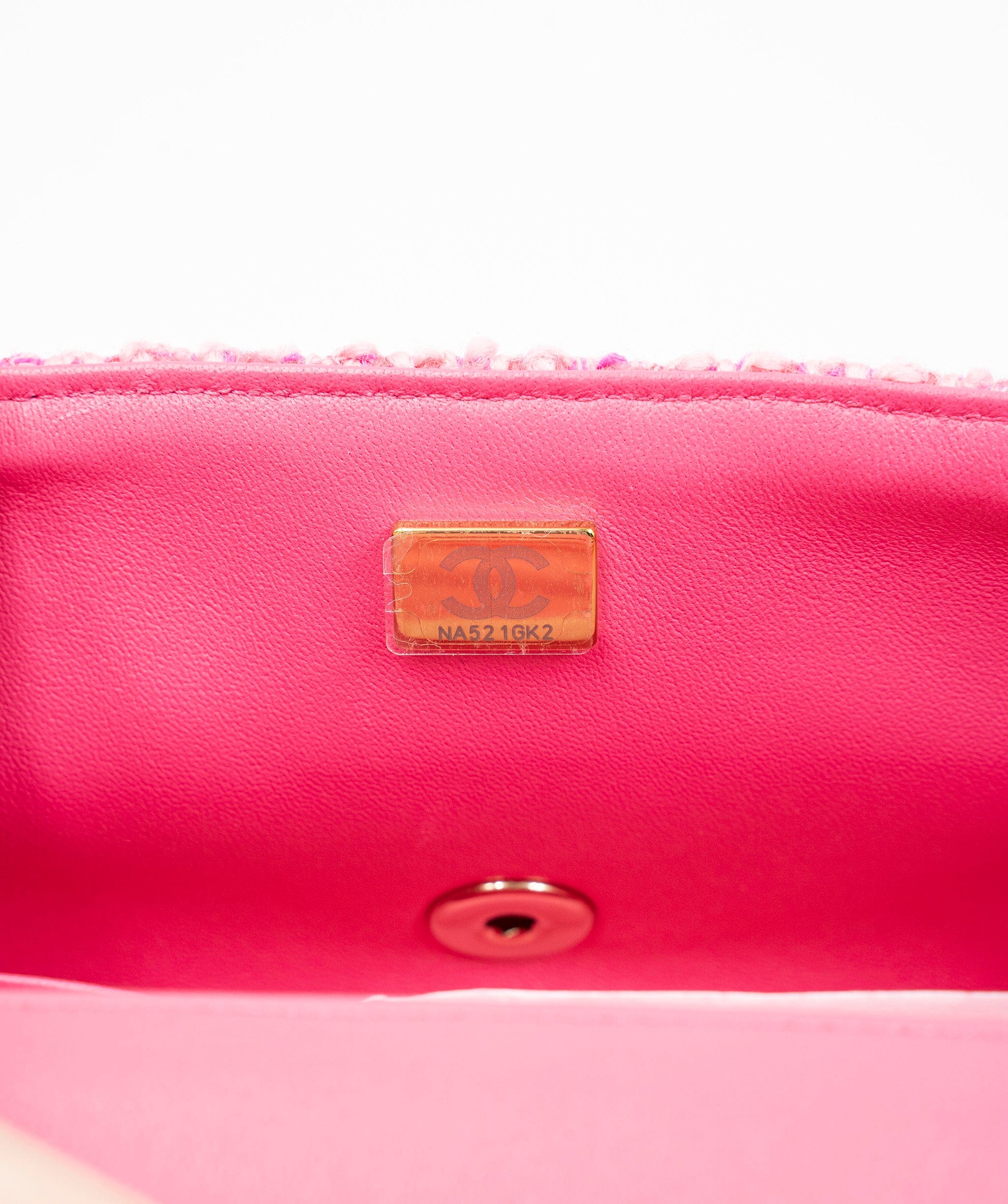 Chanel Chanel pink flap bag nk523 tweed ASL5052