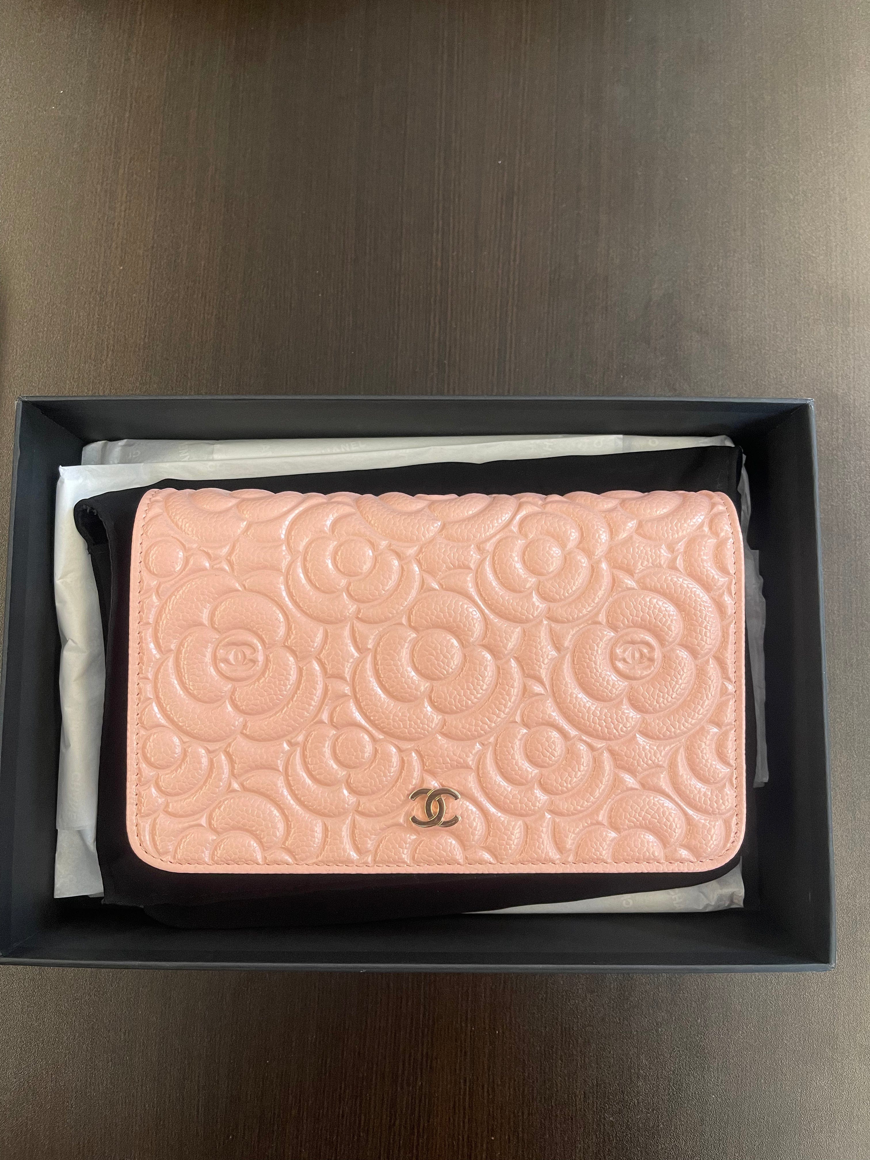 Chanel Chanel Pink Leather Camelia Flower Wallet On Chain PHW AGL2417