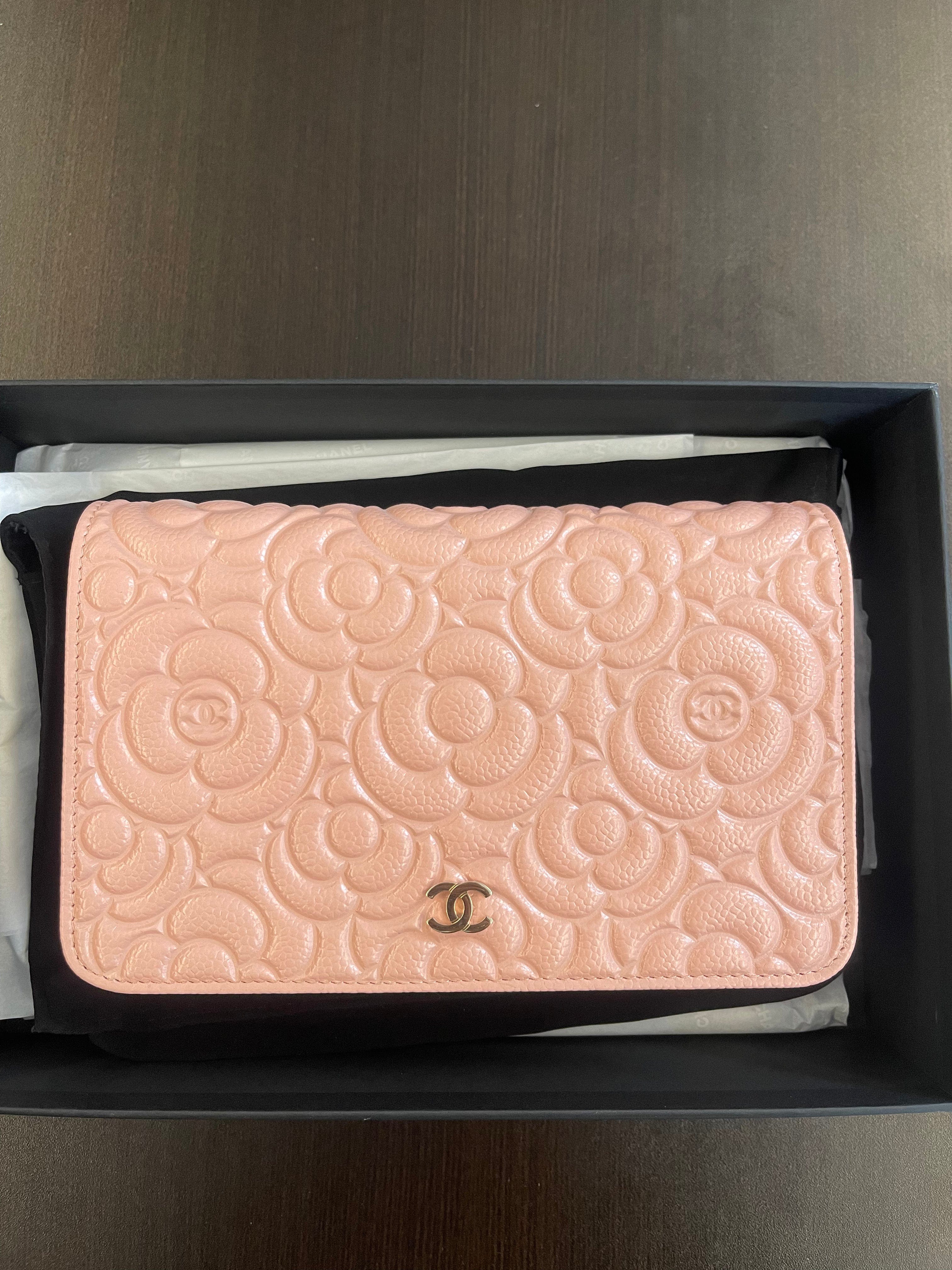 Chanel Chanel Pink Leather Camelia Flower Wallet On Chain PHW AGL2417