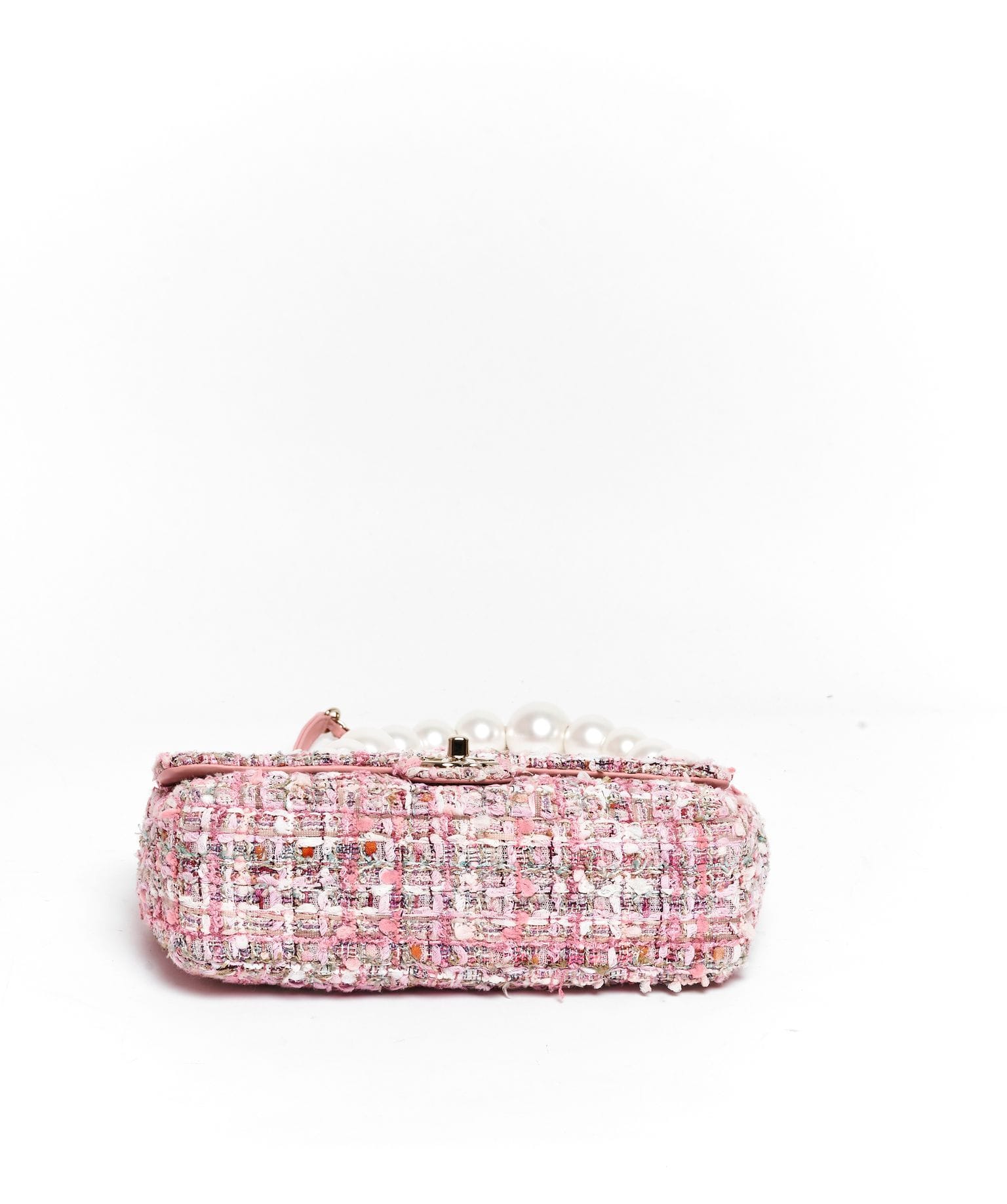 Chanel Chanel Pink Tweed Flap Bag With Pearl Detail GHW