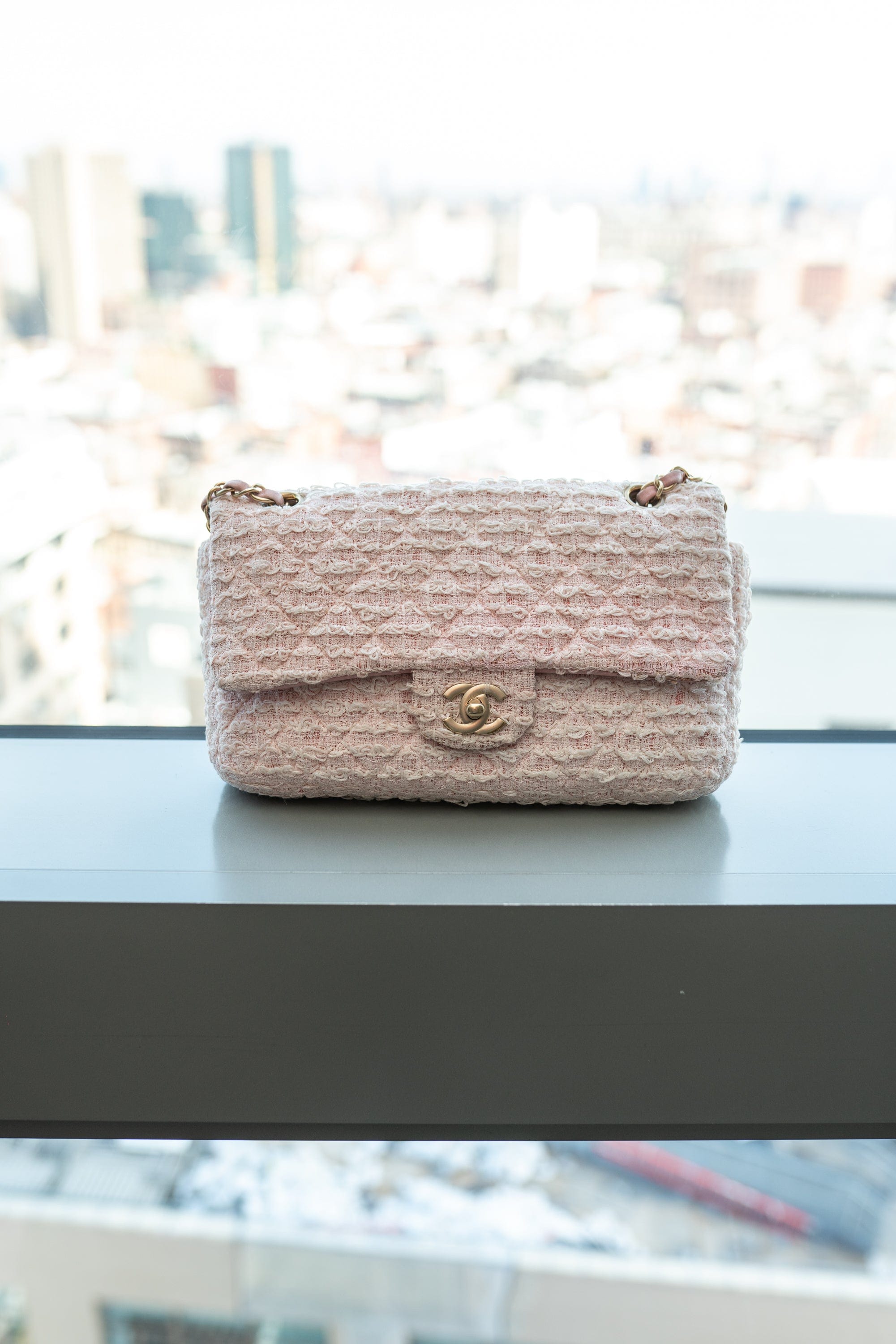 Chanel Chanel Pink Tweed Medium Classic Double Flap Bag GHW ASL3447