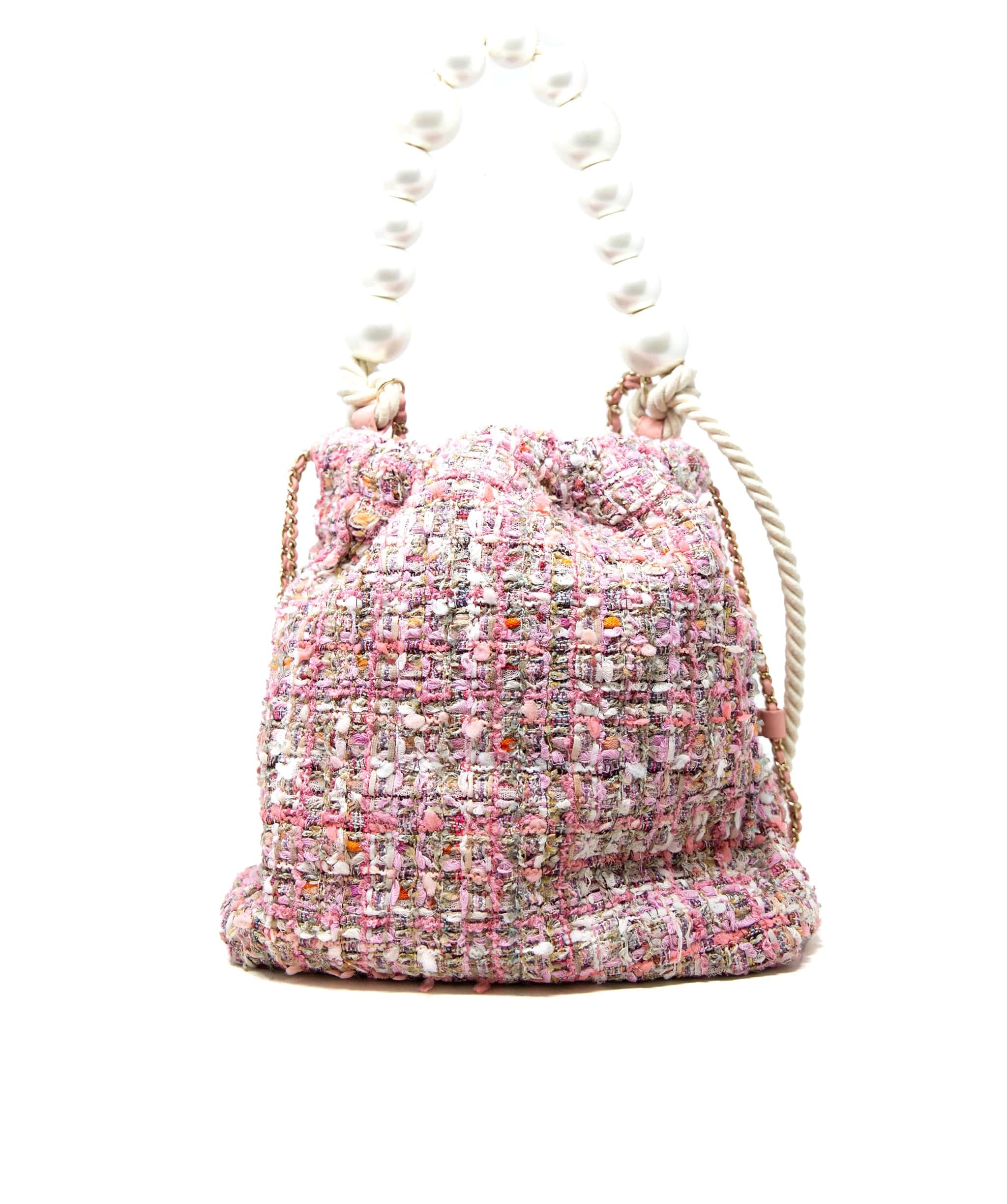 Chanel Chanel Pink Tweed Pearl Bucket Bag - AGC1104