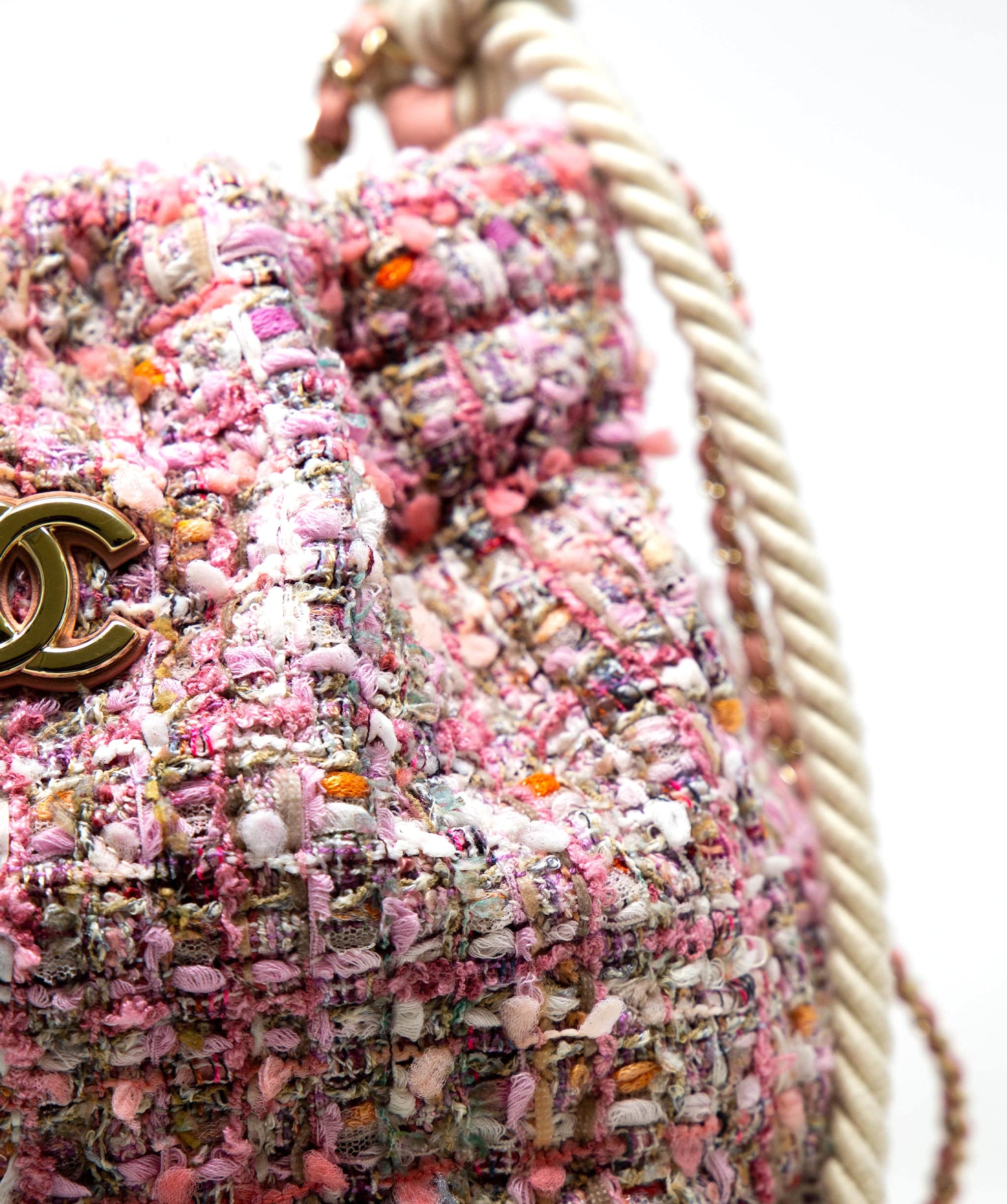 Chanel Chanel Pink Tweed Pearl Bucket Bag - AGC1104